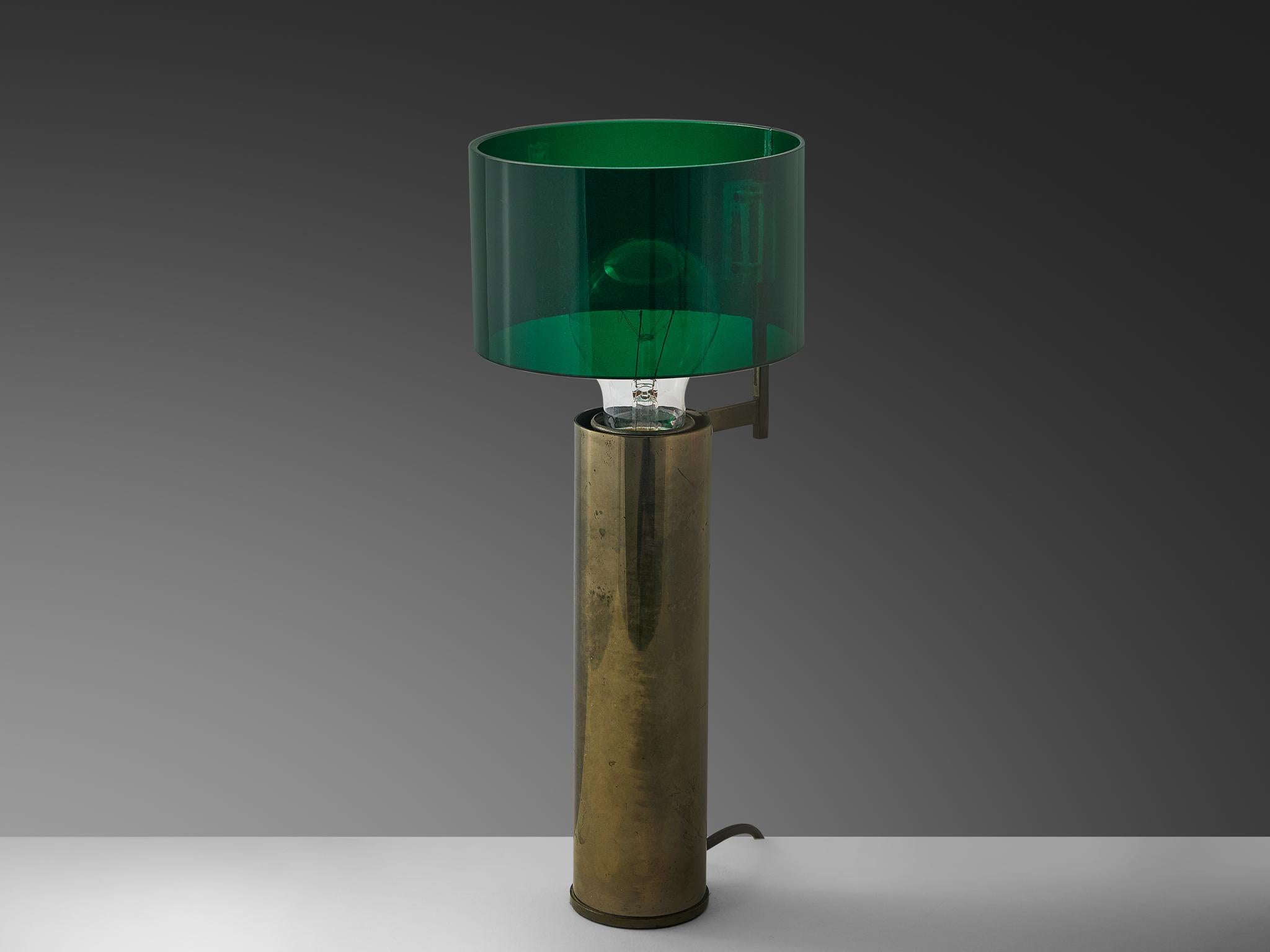 Lámpara de sobremesa de latón niquelado y metacrilato de Tito Agnoli para O-Luce Latón en venta
