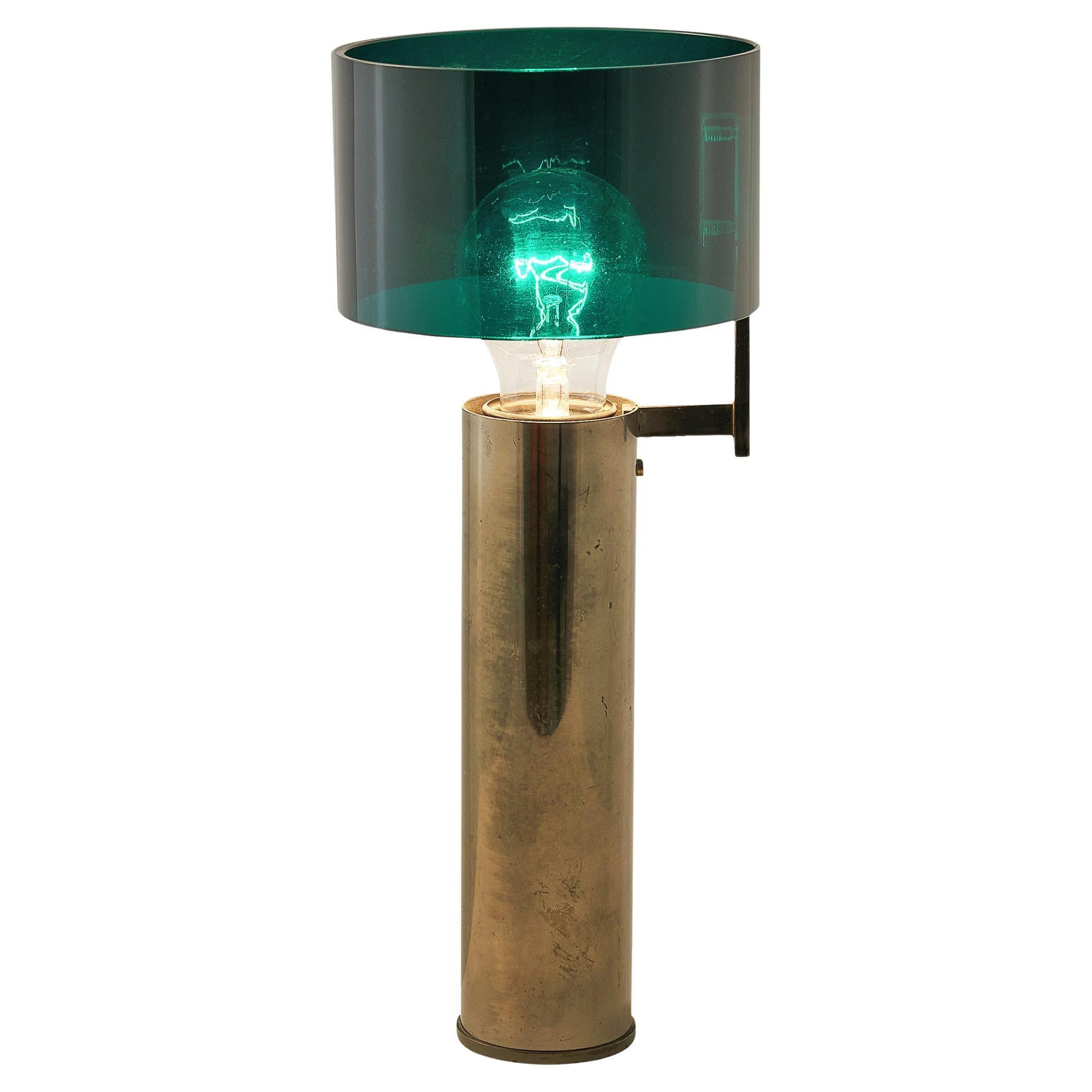 Tito Agnoli for O-Luce Table Lamp in Nickel-Plated Brass and Perspex  For Sale