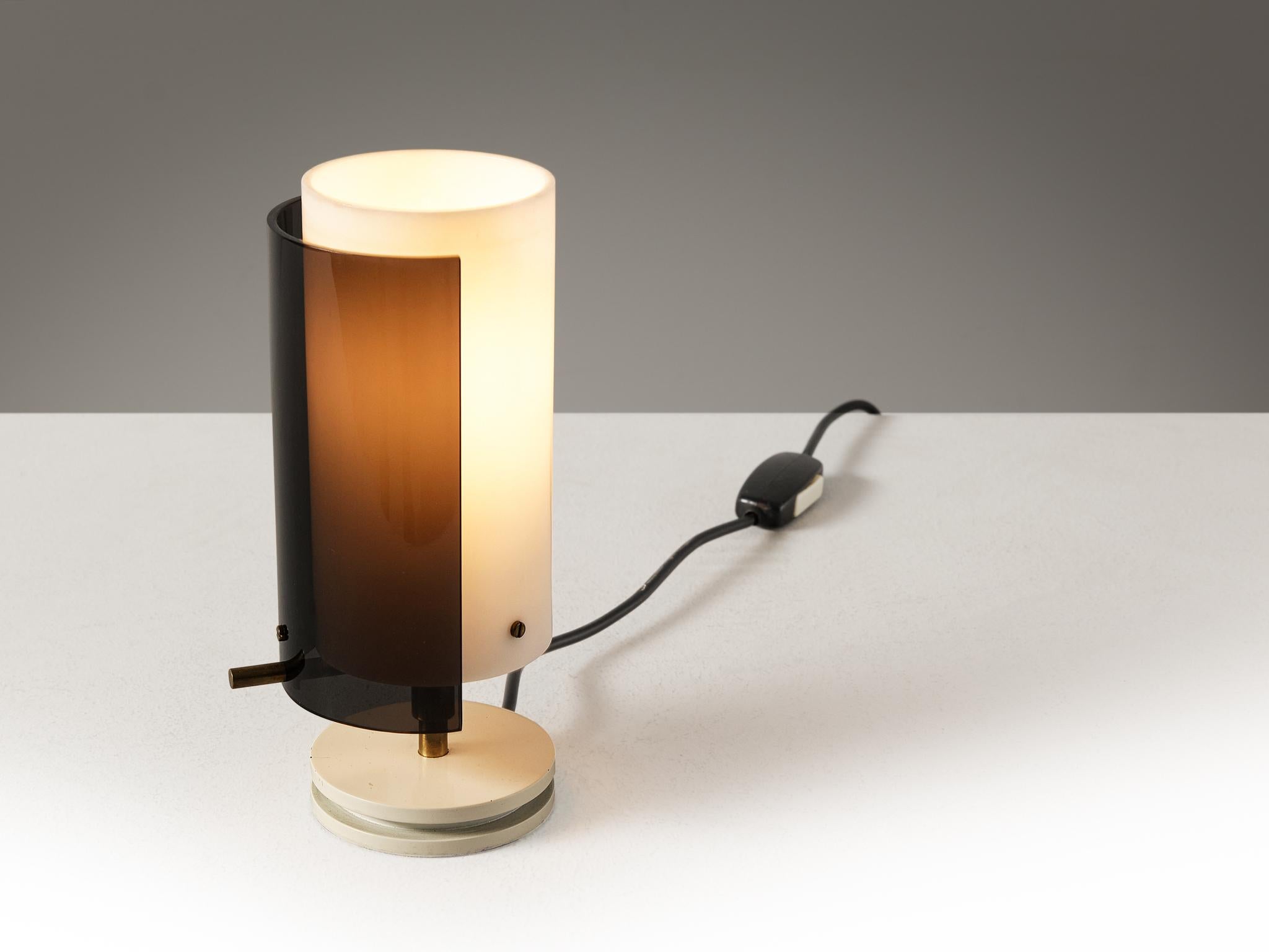 Milieu du XXe siècle Tito Agnoli pour O-Luce Lampes de table en plexiglas noir et blanc  en vente