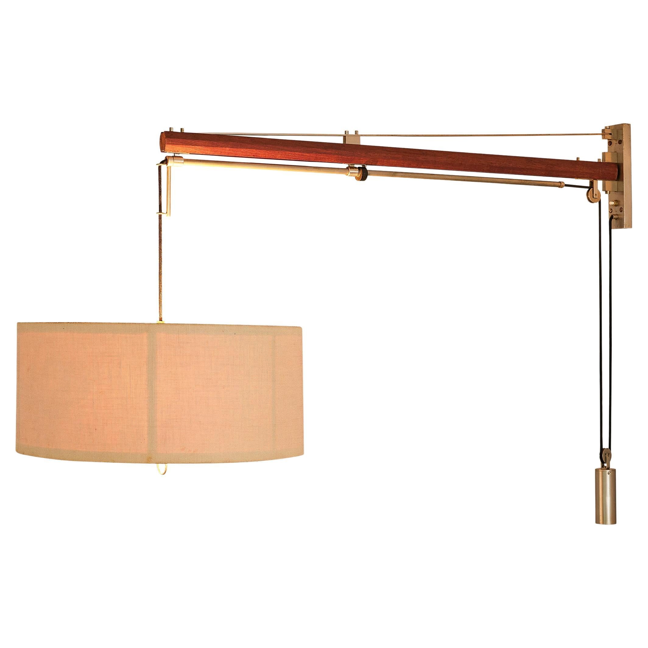 Tito Agnoli for O-luce Wall Light in Teak and Brass