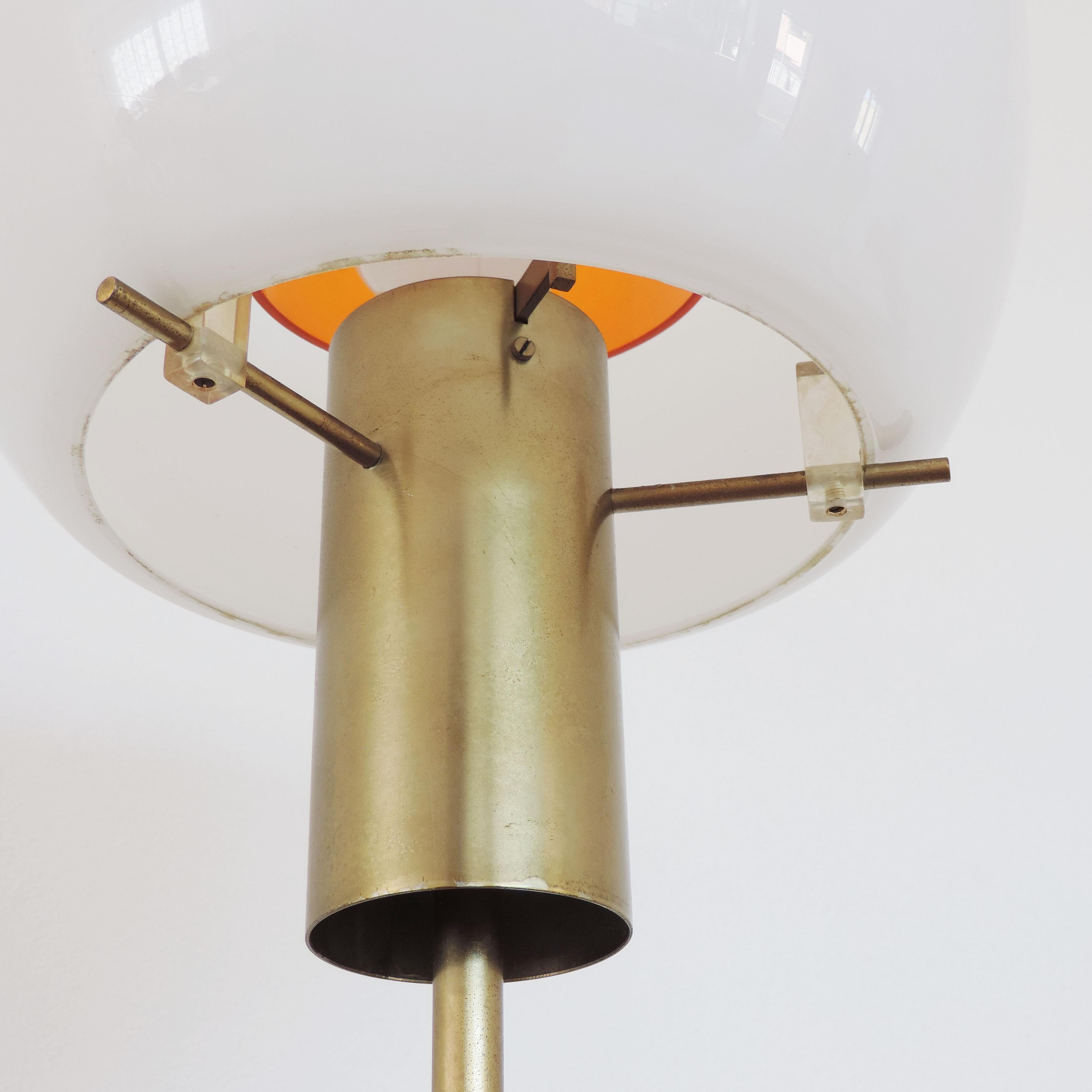 Mid-Century Modern Giuseppe Ostuni for O'luce Floor Lamp in Glass and Orange Plexiglass.