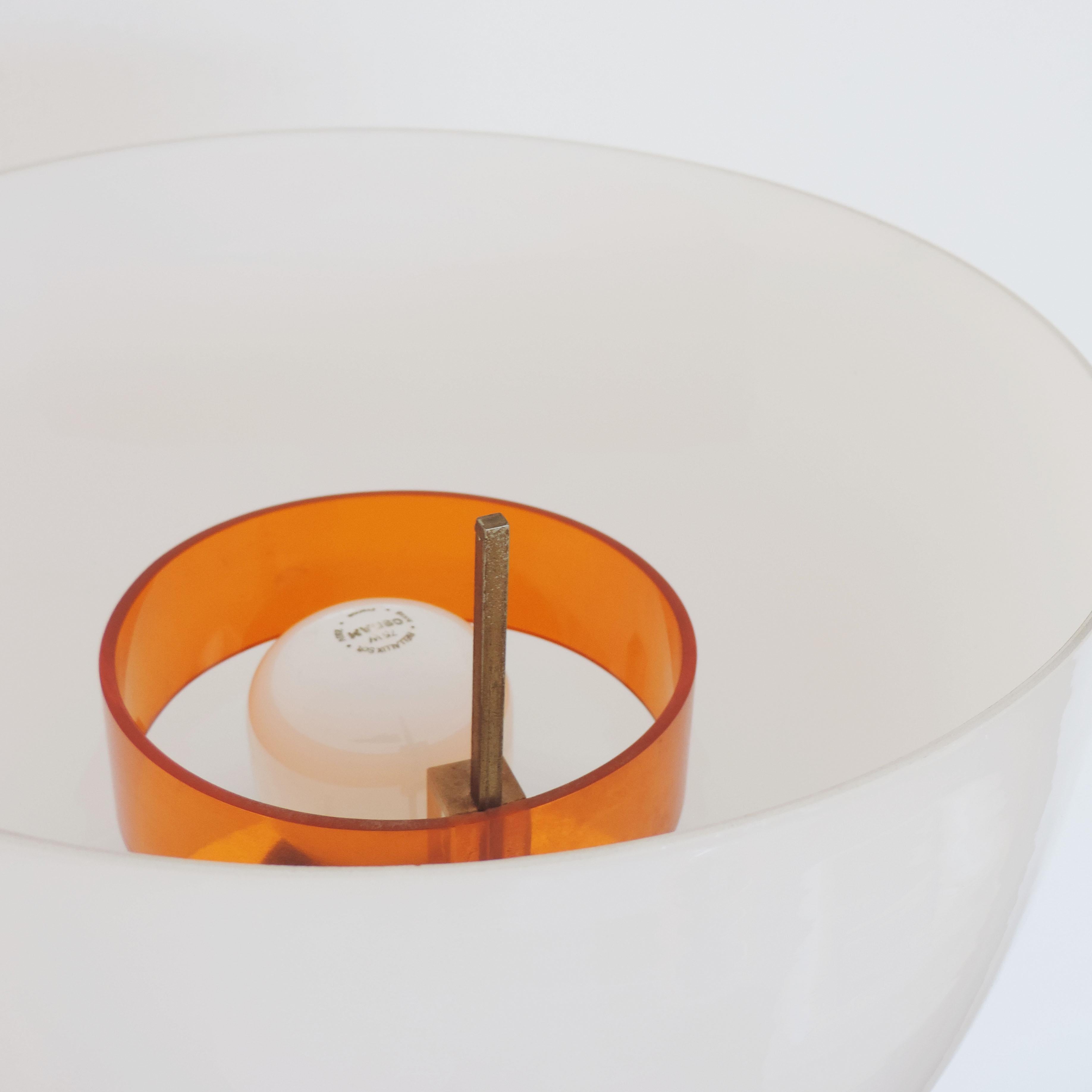 Italian Giuseppe Ostuni for O'luce Floor Lamp in Glass and Orange Plexiglass.