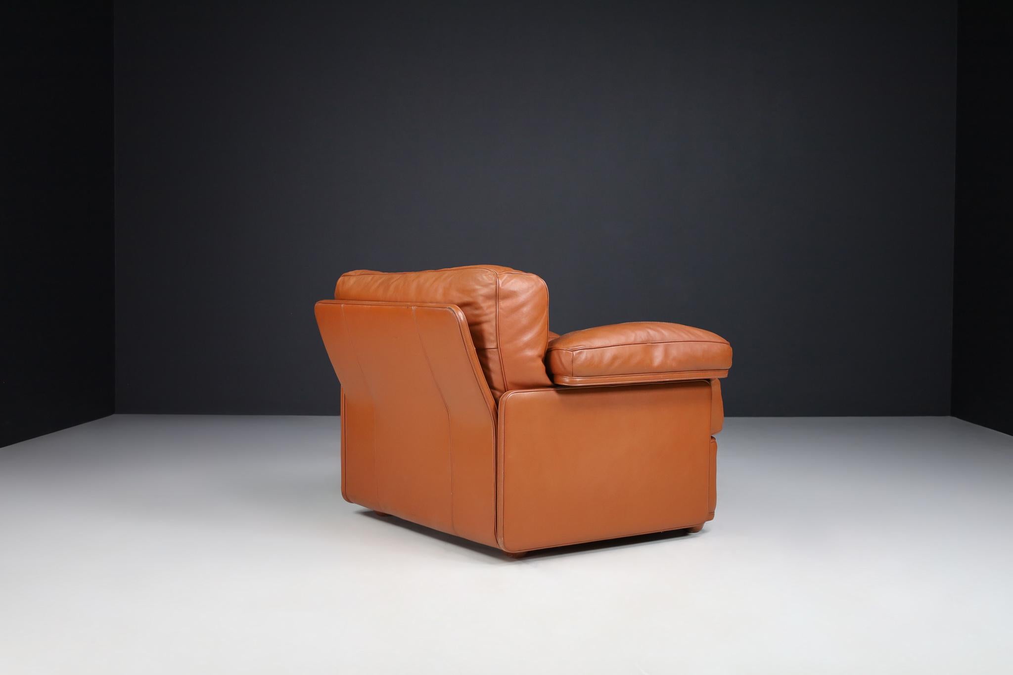 Tito Agnoli For Poltrona Frau Leather Lounge Chairs by, Italy 1970s In Good Condition For Sale In Almelo, NL