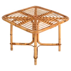 Tito Agnoli Tavolino quadrato Riviera Francese in rattan e bambù, Italia anni '60