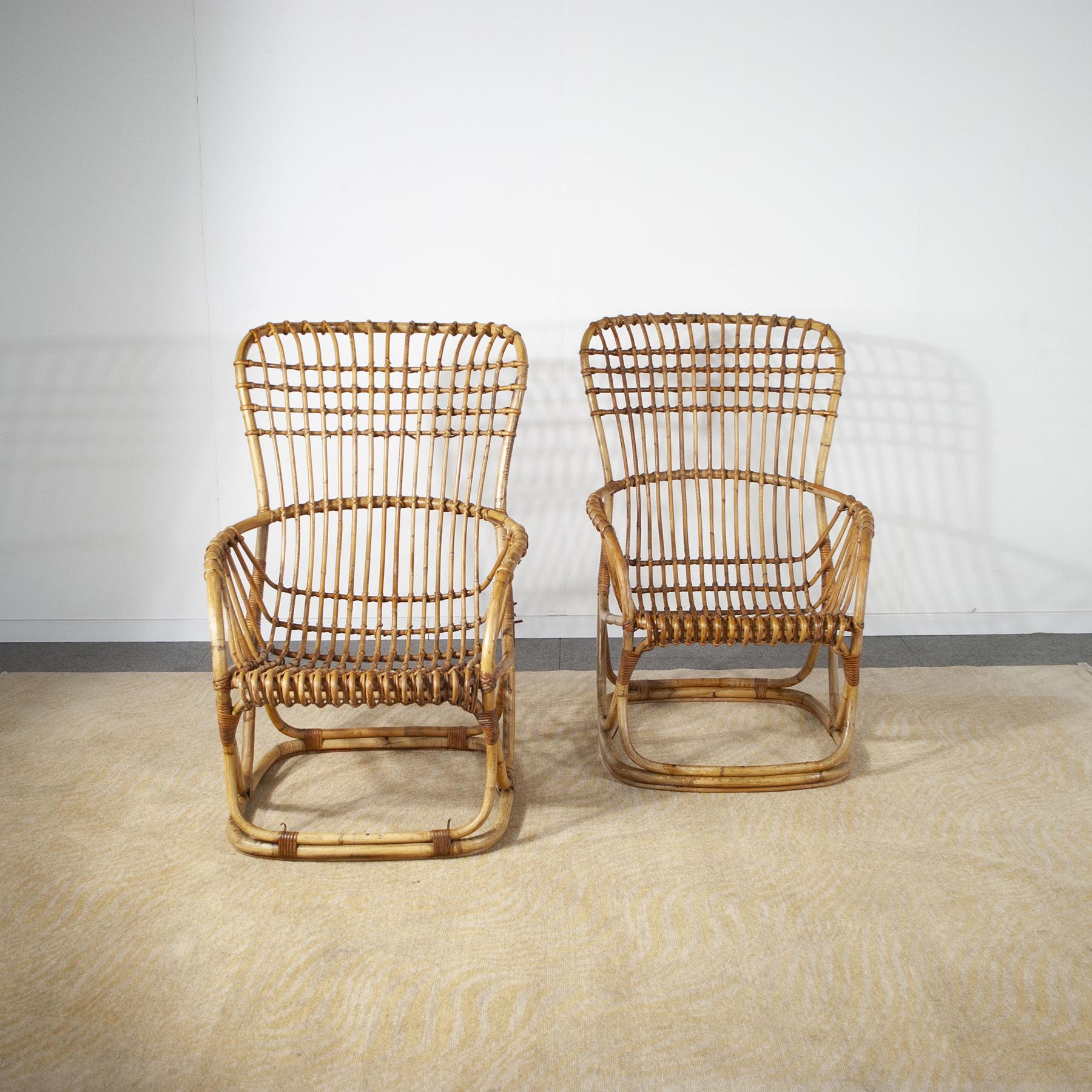 Mid-20th Century Tito Agnoli in the Manner Set of Two Armchairs 60 For Sale