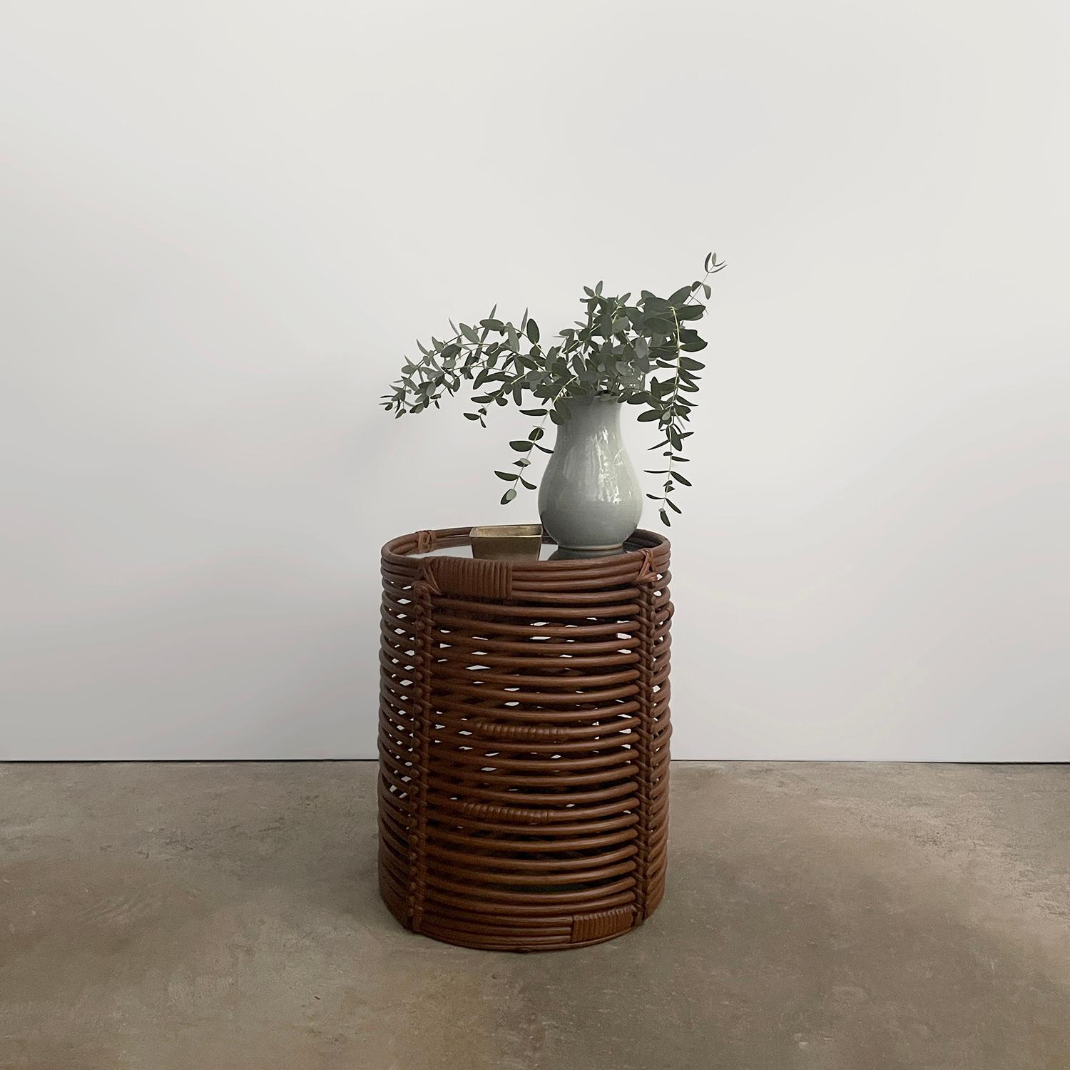 Tito Agnoli Italienischer Mid Century Beistelltisch aus Rattan und Bambus im Angebot 5