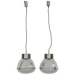 Lampade a sospensione in metallo e vetro di Tito Agnoli per Oluce, 1959