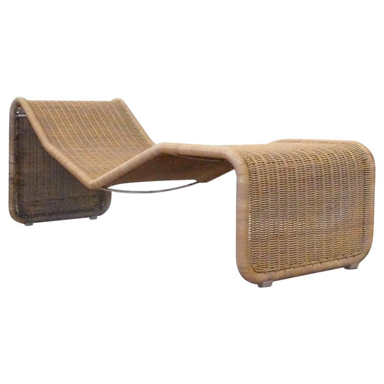 Tito Agnoli Italian Mid-Century Modern Rattan Chaise Lounge, 1957