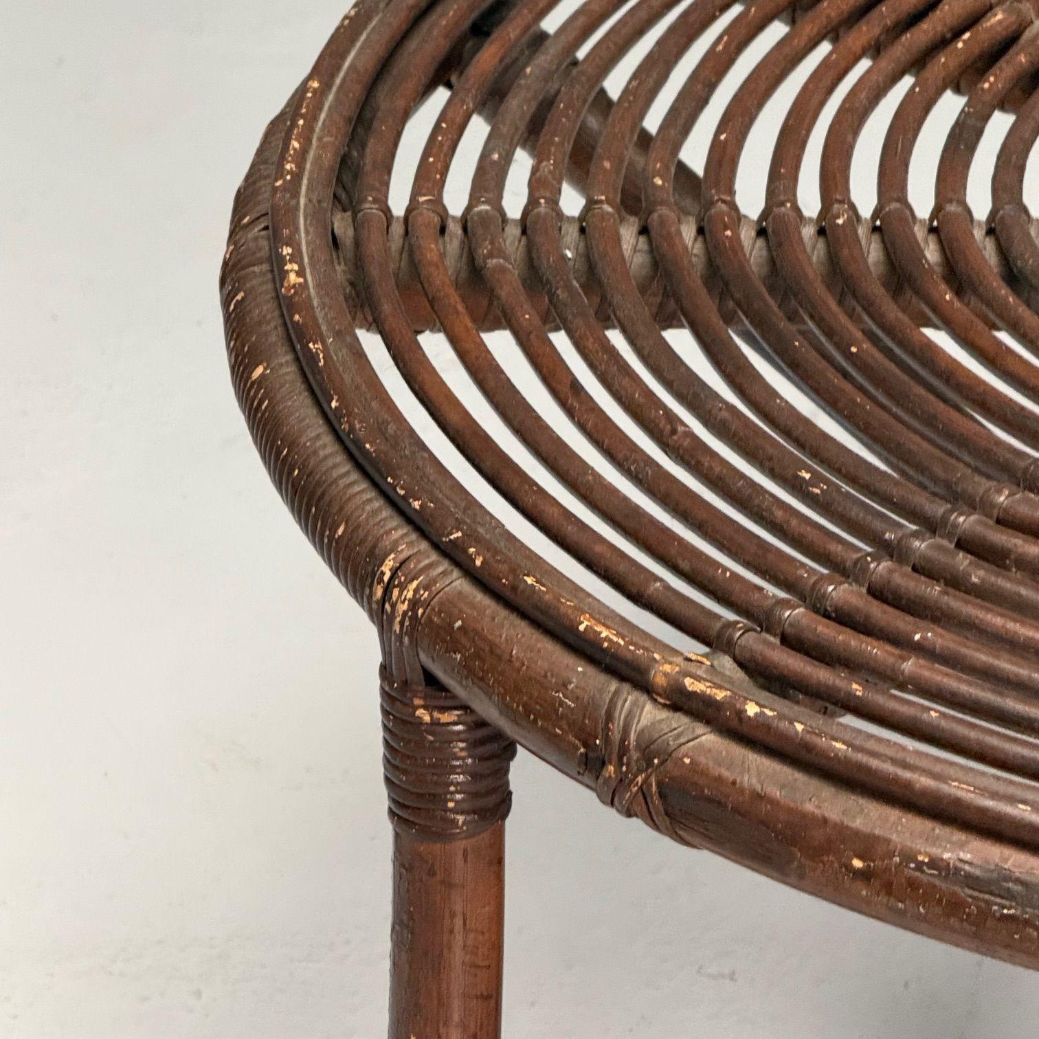 Tito Agnoli, Italienische Mid-Century Modern, Kleiner Couchtisch, Rattan, Bambus im Angebot 1