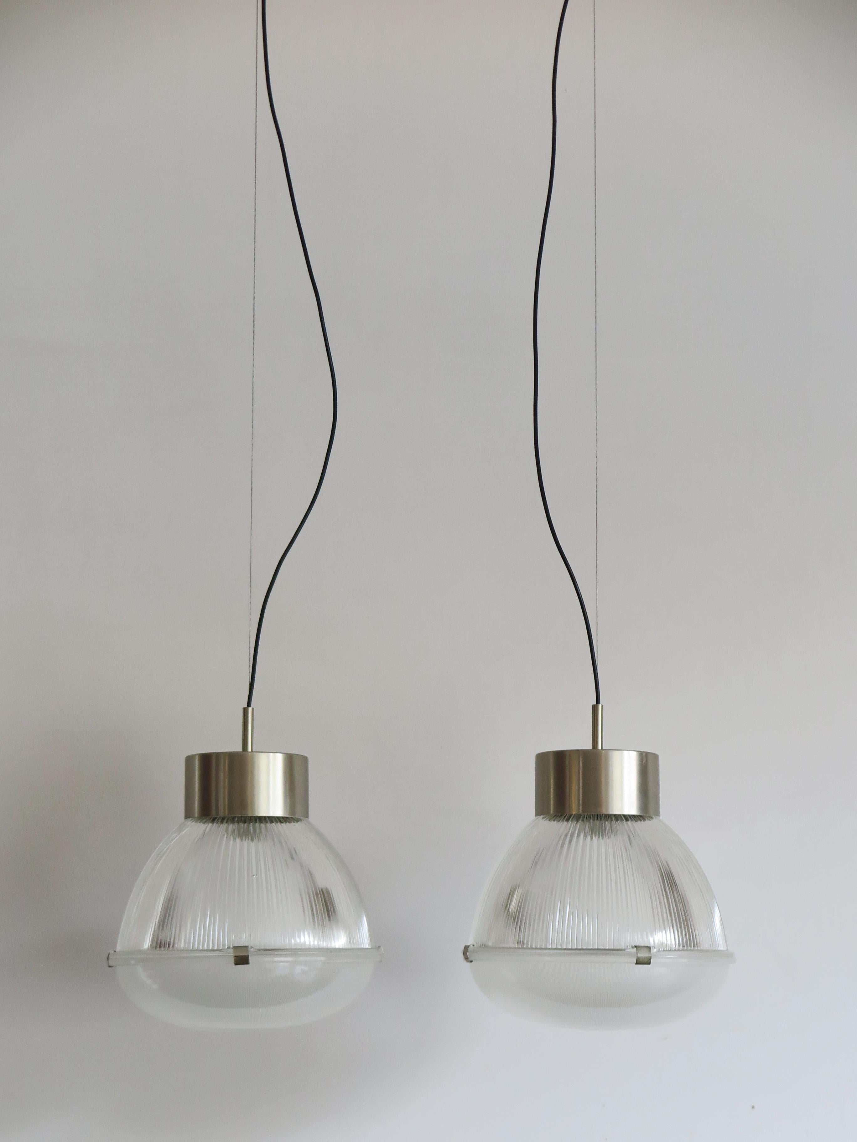 Tito Agnoli Italian Mid-Century Glass Pendant Lamps for Oluce, 1959 In Good Condition In Reggio Emilia, IT