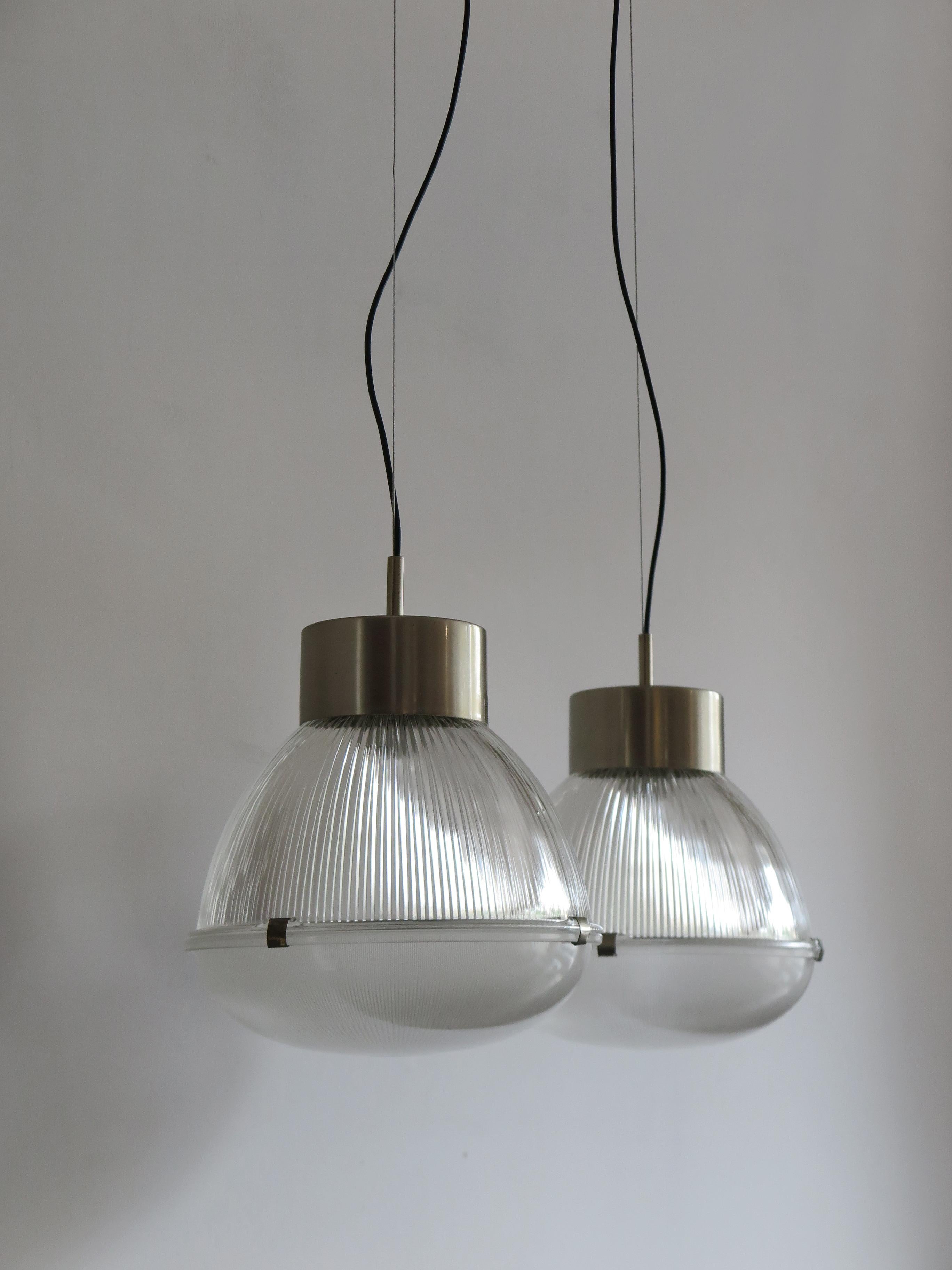 Mid-20th Century Tito Agnoli Italian Mid-Century Glass Pendant Lamps for Oluce, 1959