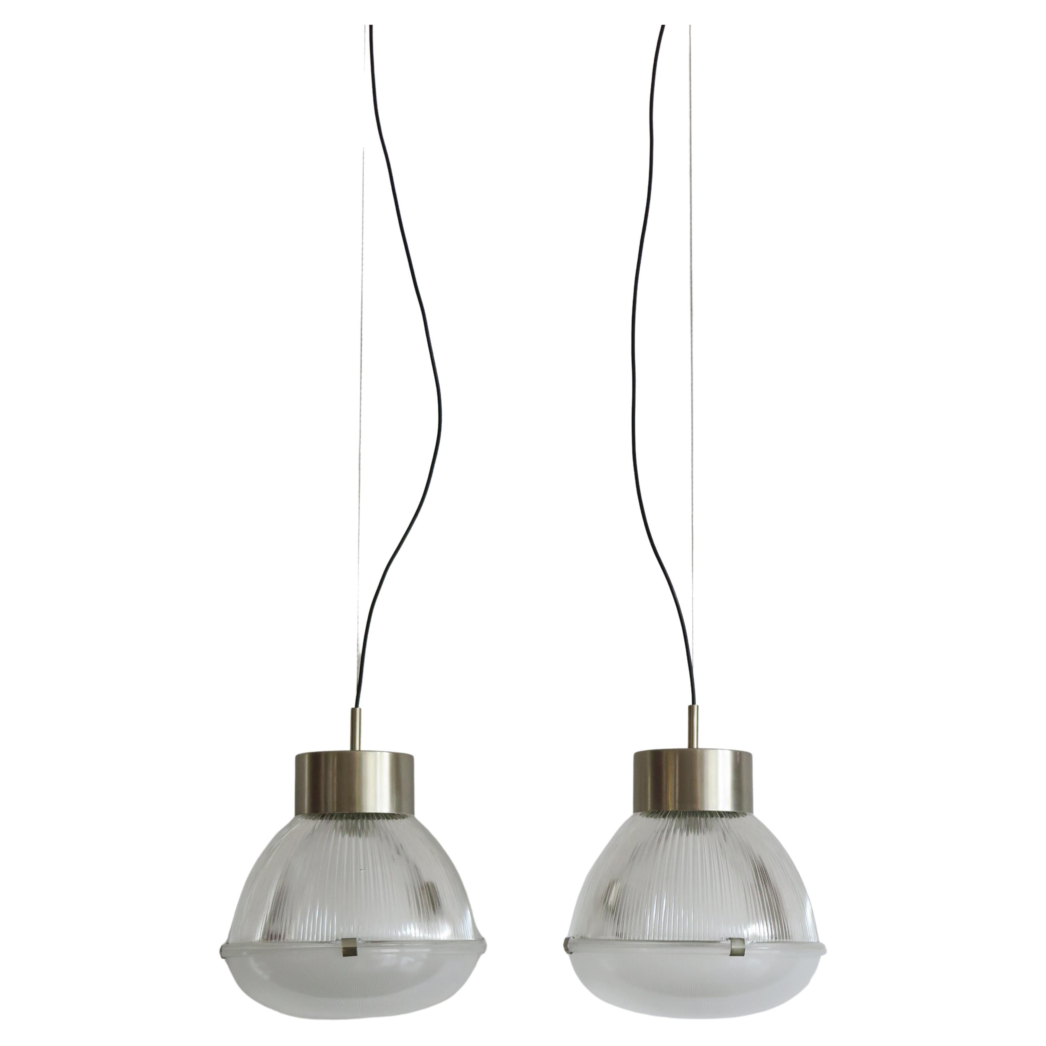 Tito Agnoli Italian Mid-Century Glass Pendant Lamps for Oluce, 1959