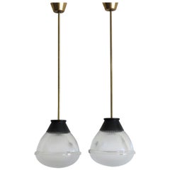 Antique Tito Agnoli Italian Midcentury Modern Glass Pendant Lamps for Oluce, 1950s