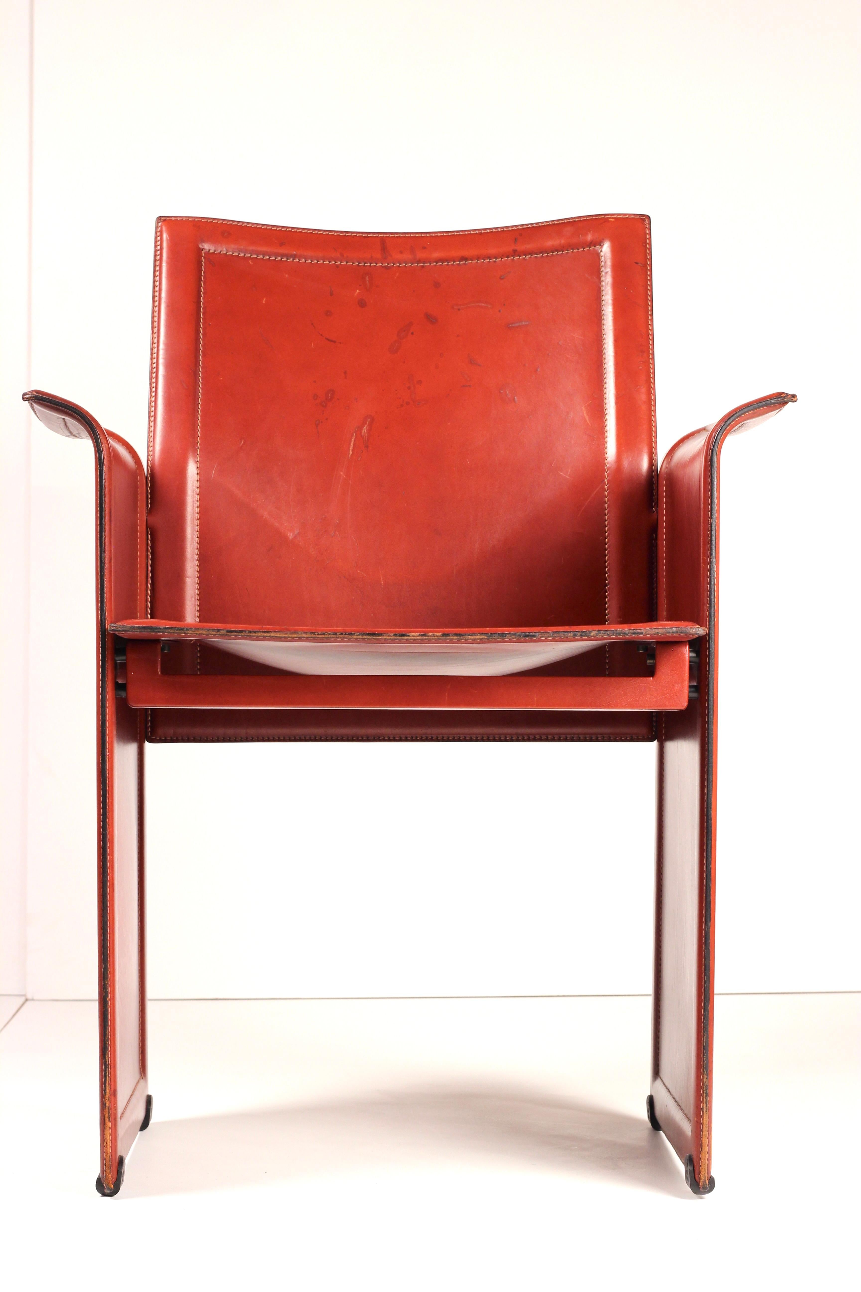 Silla de cuero Korium Tito Agnoli (años 70) de Matteo Grassi - Postmodernismo italiano en venta 3