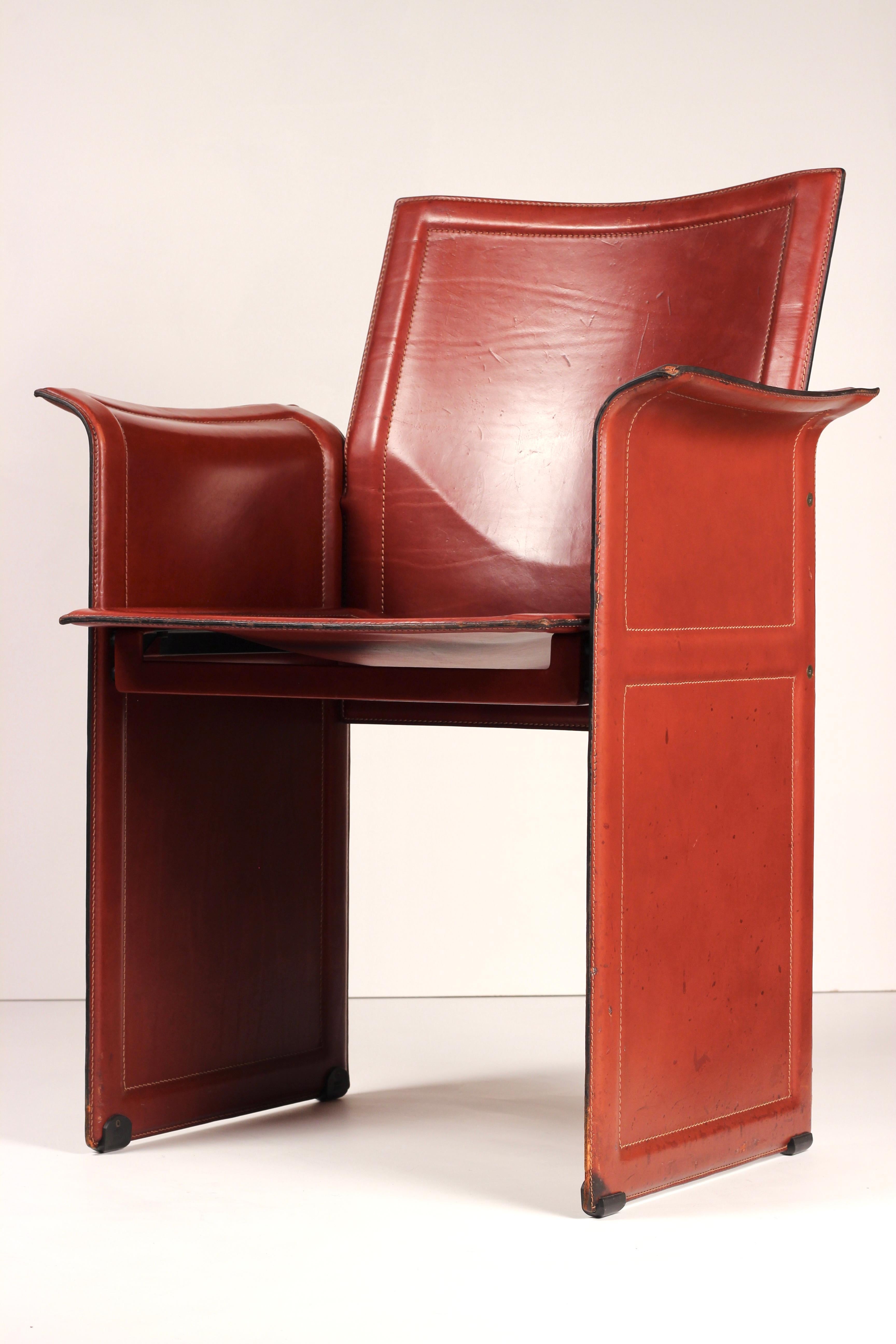 Silla de cuero Korium Tito Agnoli (años 70) de Matteo Grassi - Postmodernismo italiano en venta 3
