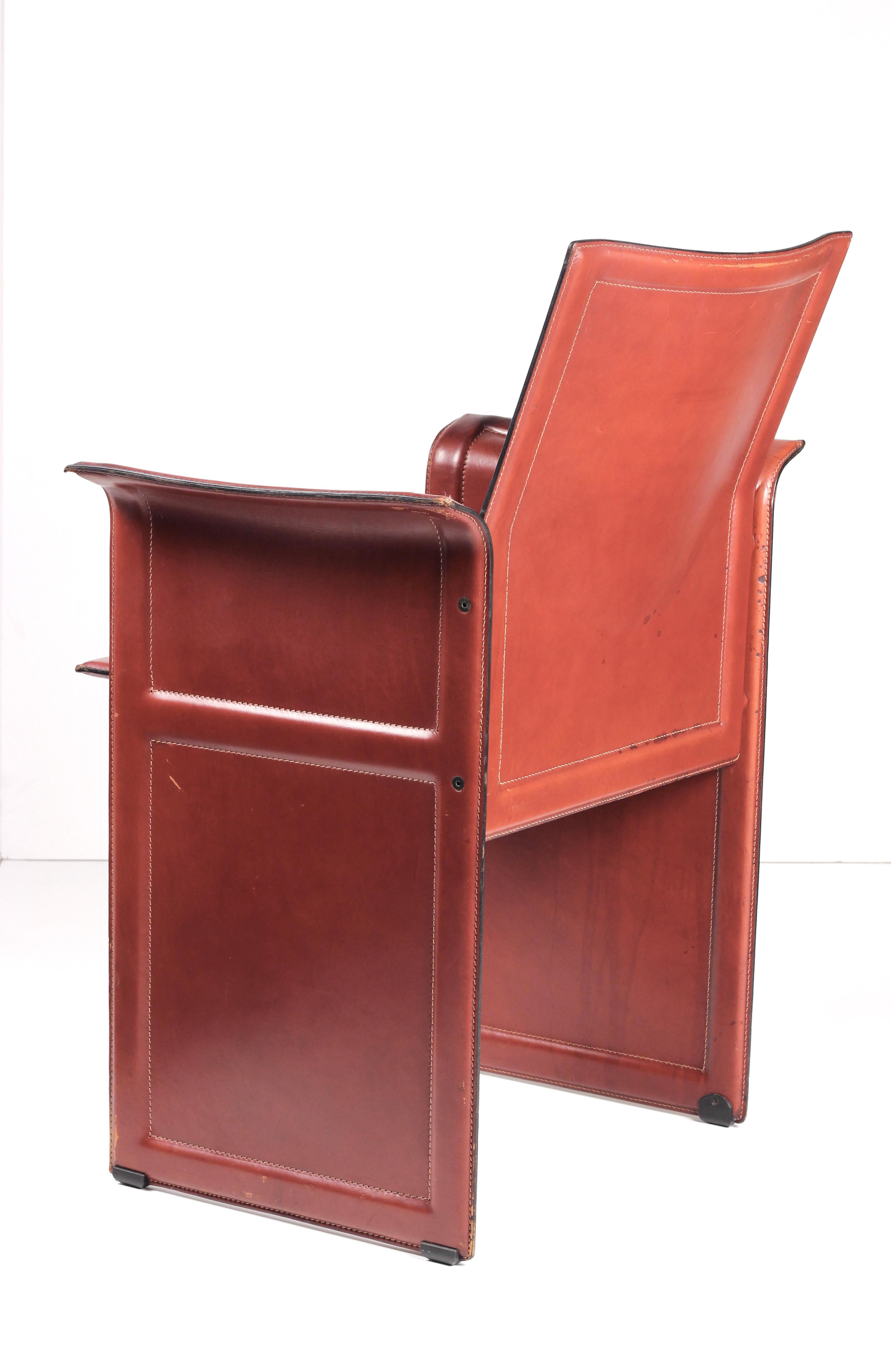 Silla de cuero Korium Tito Agnoli (años 70) de Matteo Grassi - Postmodernismo italiano en venta 4