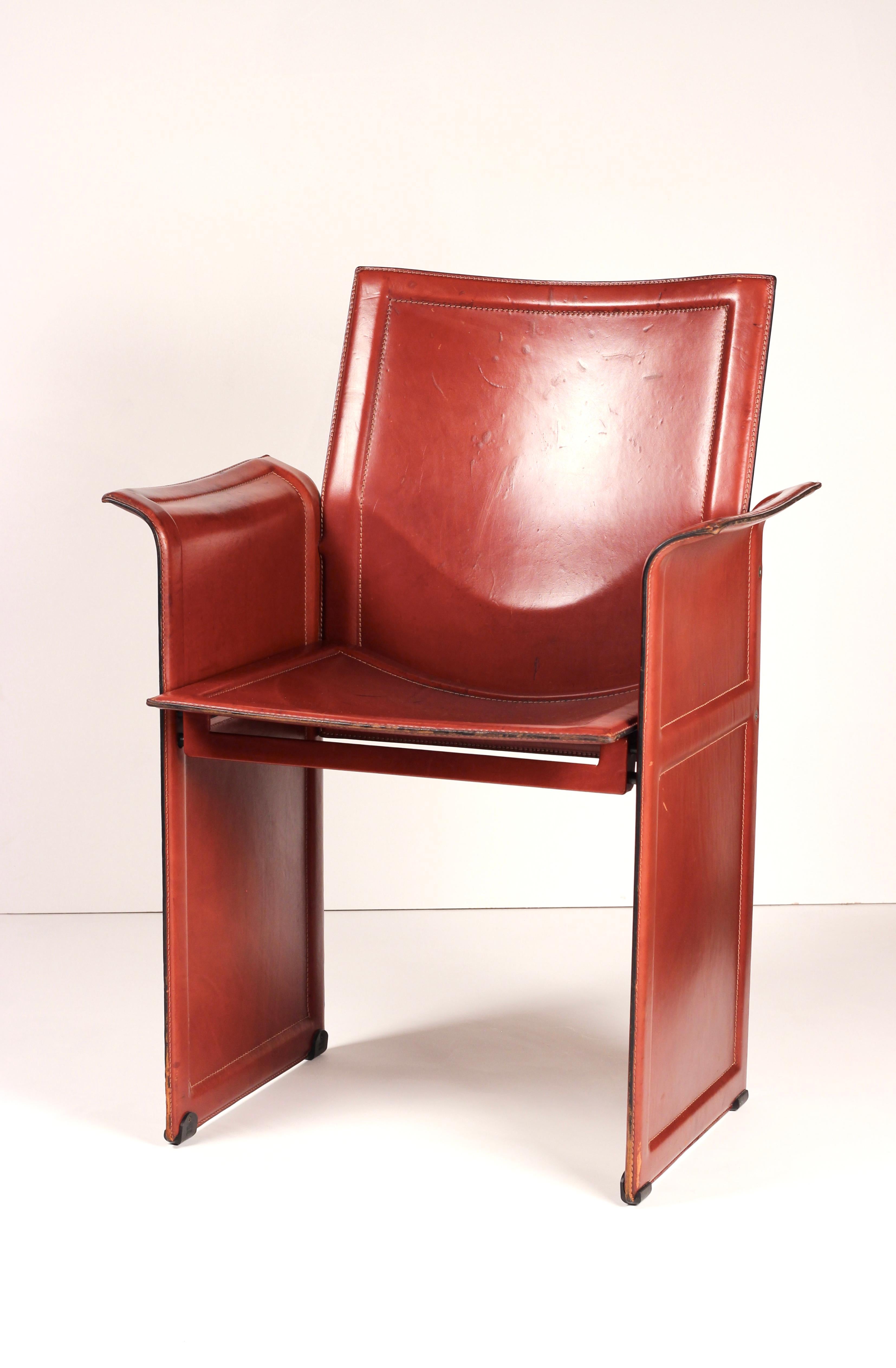 Silla de cuero Korium Tito Agnoli (años 70) de Matteo Grassi - Postmodernismo italiano en venta 6