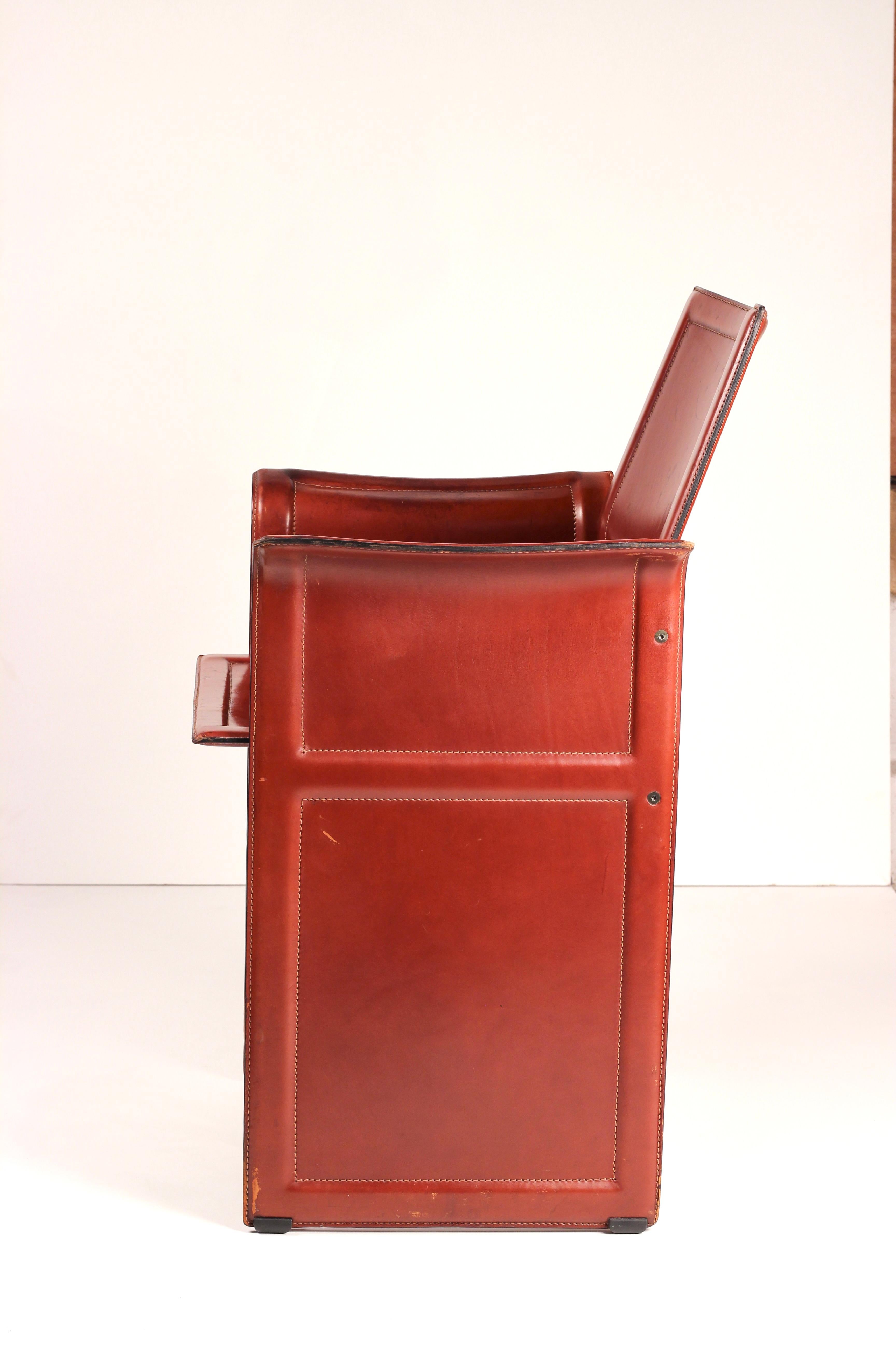 Silla de cuero Korium Tito Agnoli (años 70) de Matteo Grassi - Postmodernismo italiano en venta 7