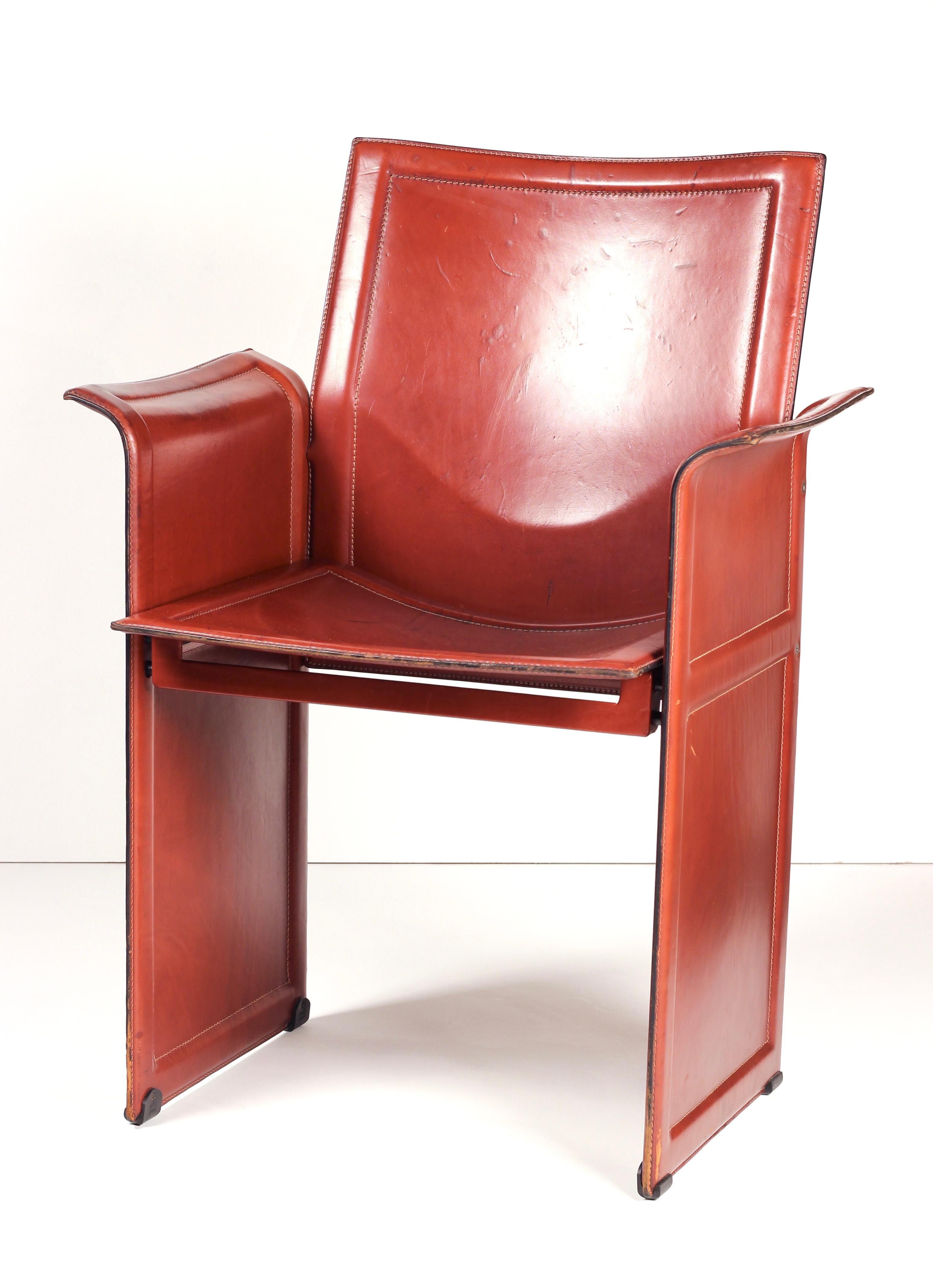 Silla de cuero Korium Tito Agnoli (años 70) de Matteo Grassi - Postmodernismo italiano en venta 9