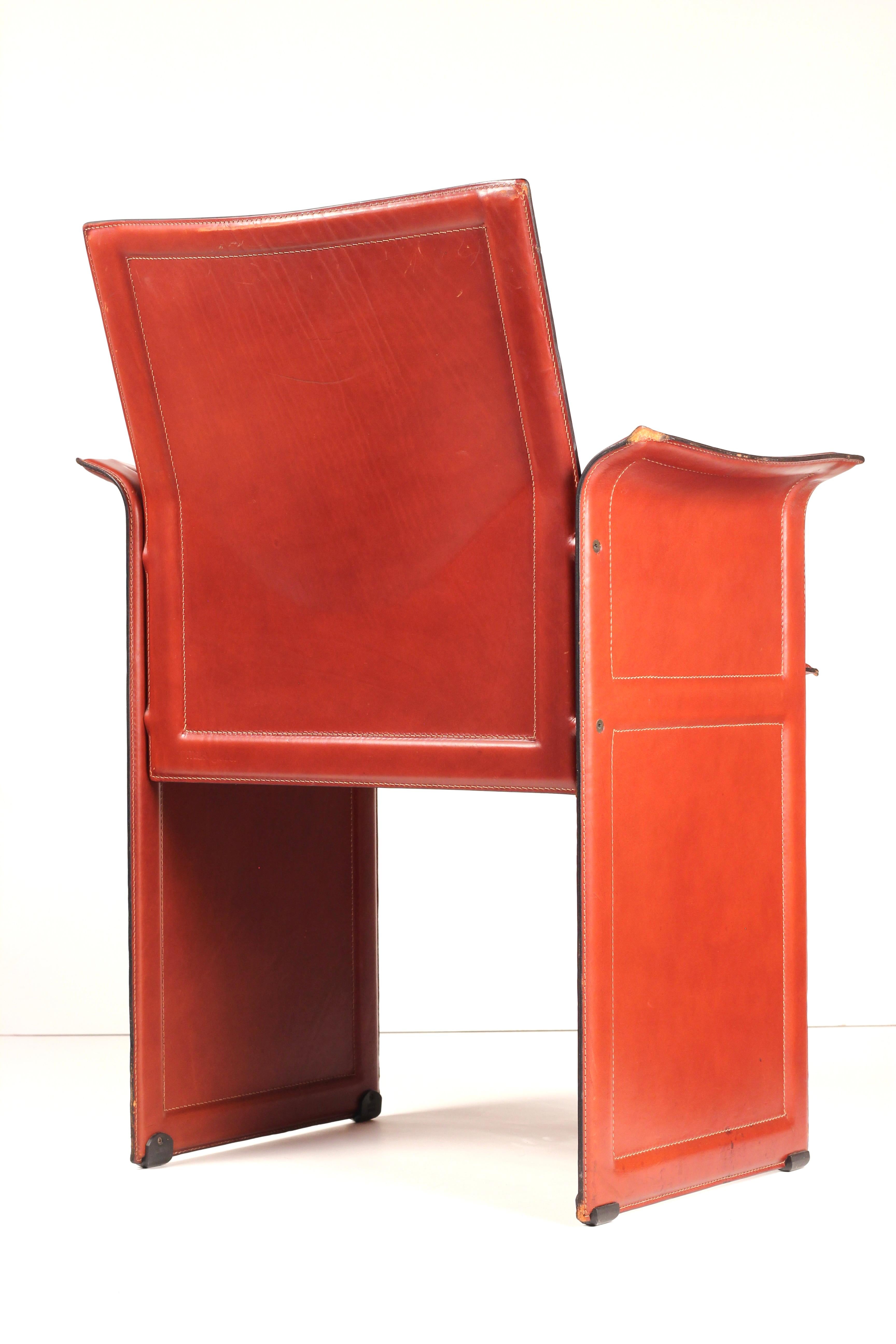 Silla de cuero Korium Tito Agnoli (años 70) de Matteo Grassi - Postmodernismo italiano Italiano en venta