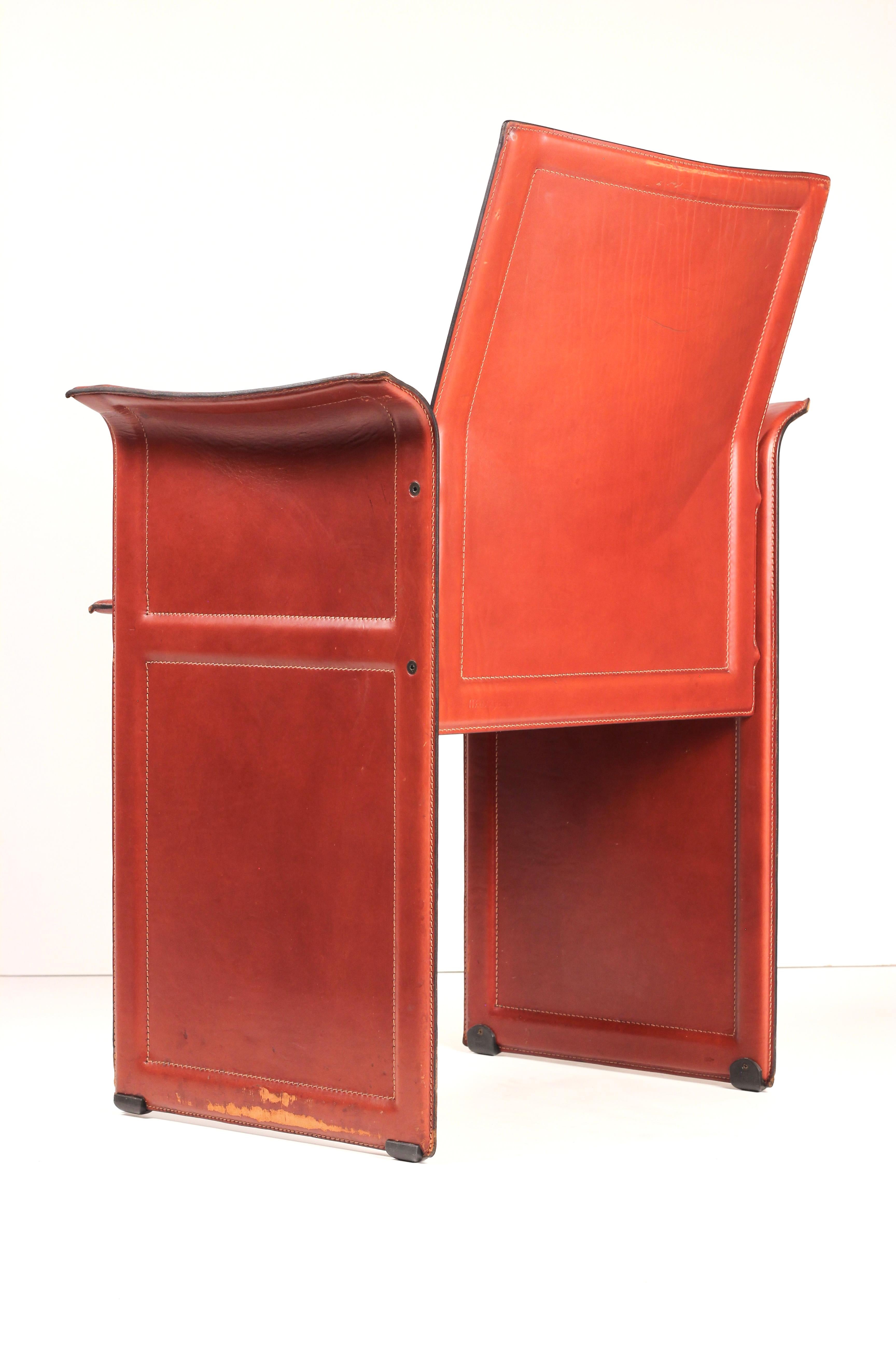 Silla de cuero Korium Tito Agnoli (años 70) de Matteo Grassi - Postmodernismo italiano en Bueno estado para la venta en London, GB