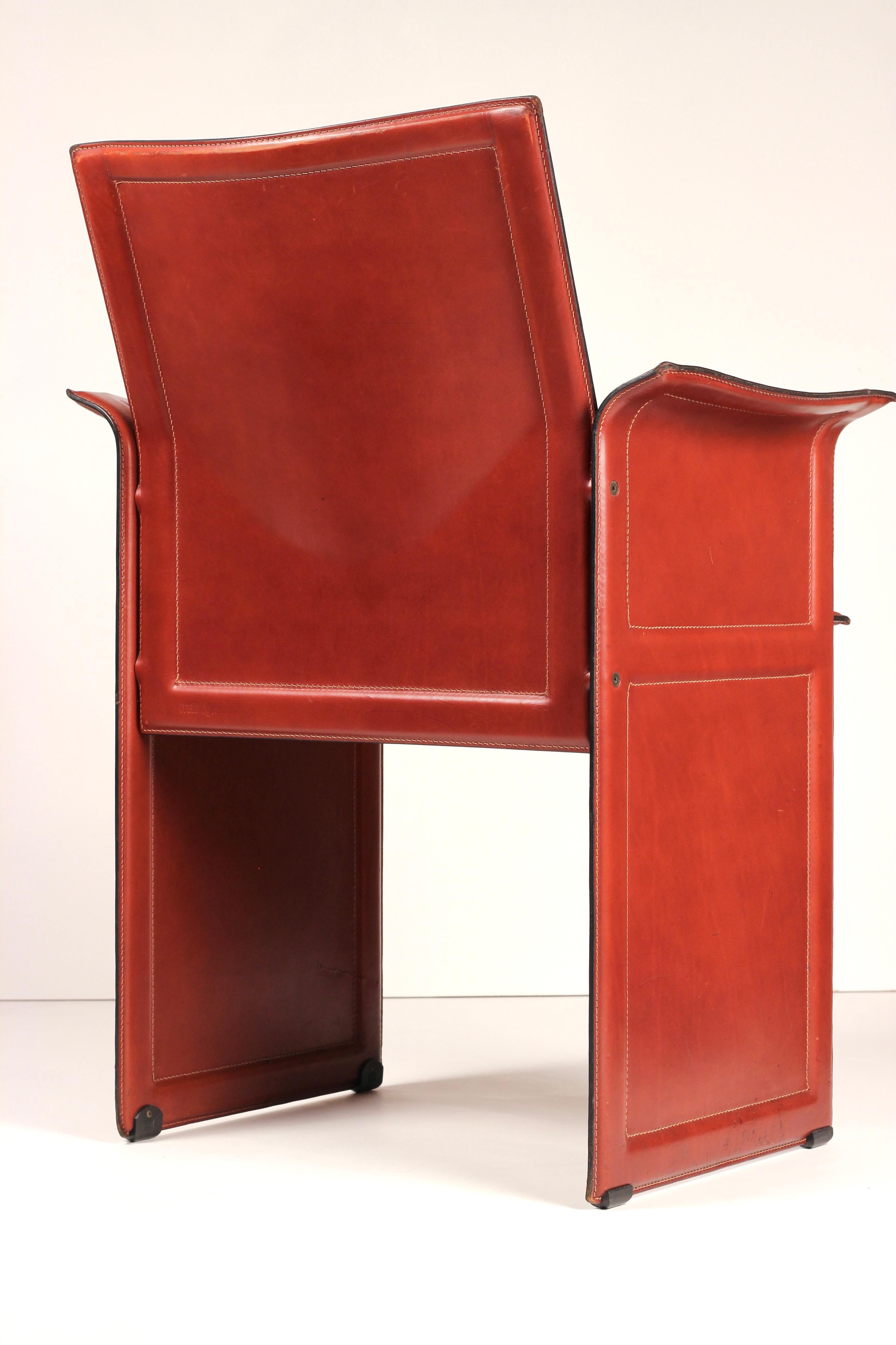 Silla de cuero Korium Tito Agnoli (años 70) de Matteo Grassi - Postmodernismo italiano finales del siglo XX en venta
