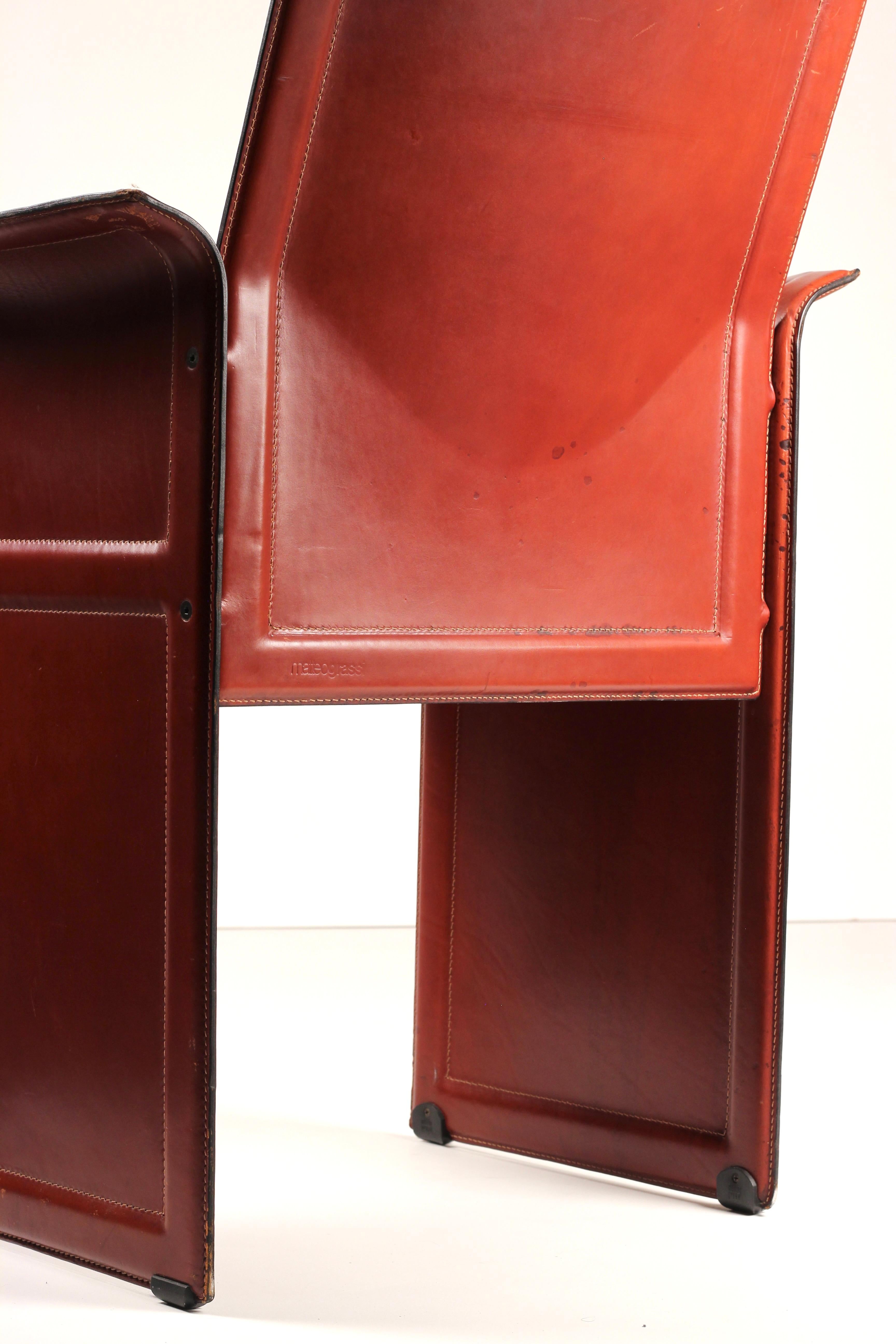 Silla de cuero Korium Tito Agnoli (años 70) de Matteo Grassi - Postmodernismo italiano Cuero en venta