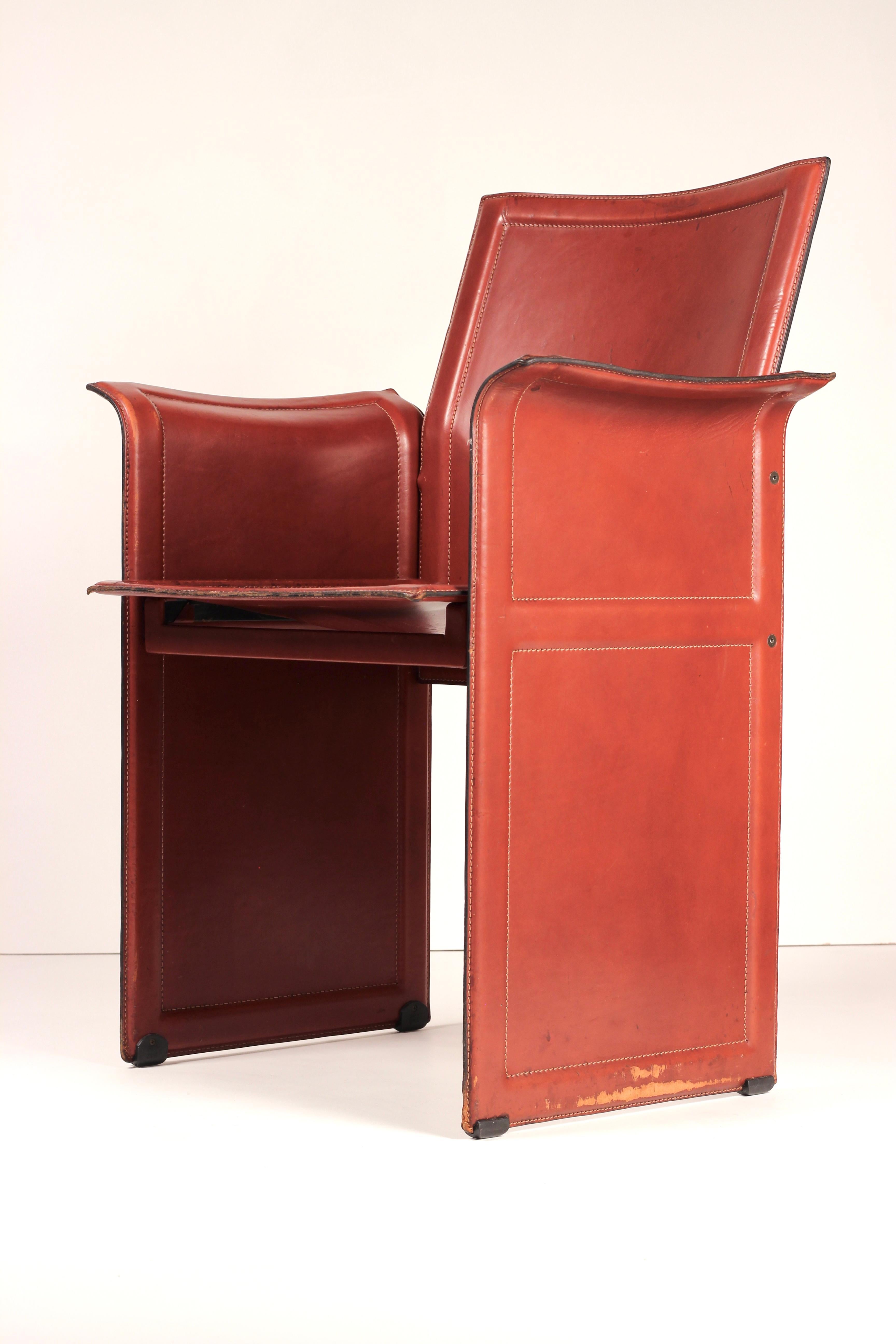 Silla de cuero Korium Tito Agnoli (años 70) de Matteo Grassi - Postmodernismo italiano Acero en venta