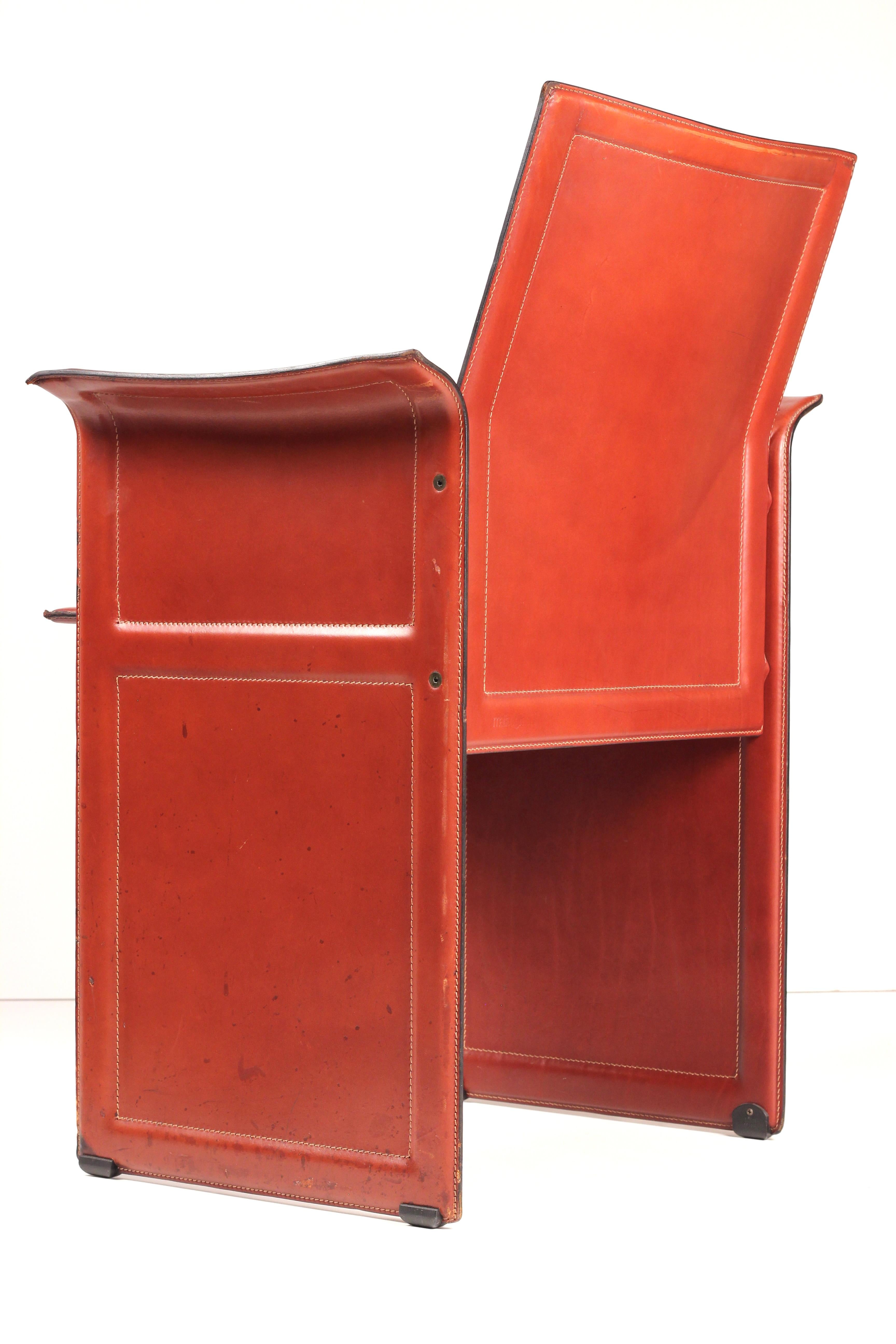 Silla de cuero Korium Tito Agnoli (años 70) de Matteo Grassi - Postmodernismo italiano en venta 1