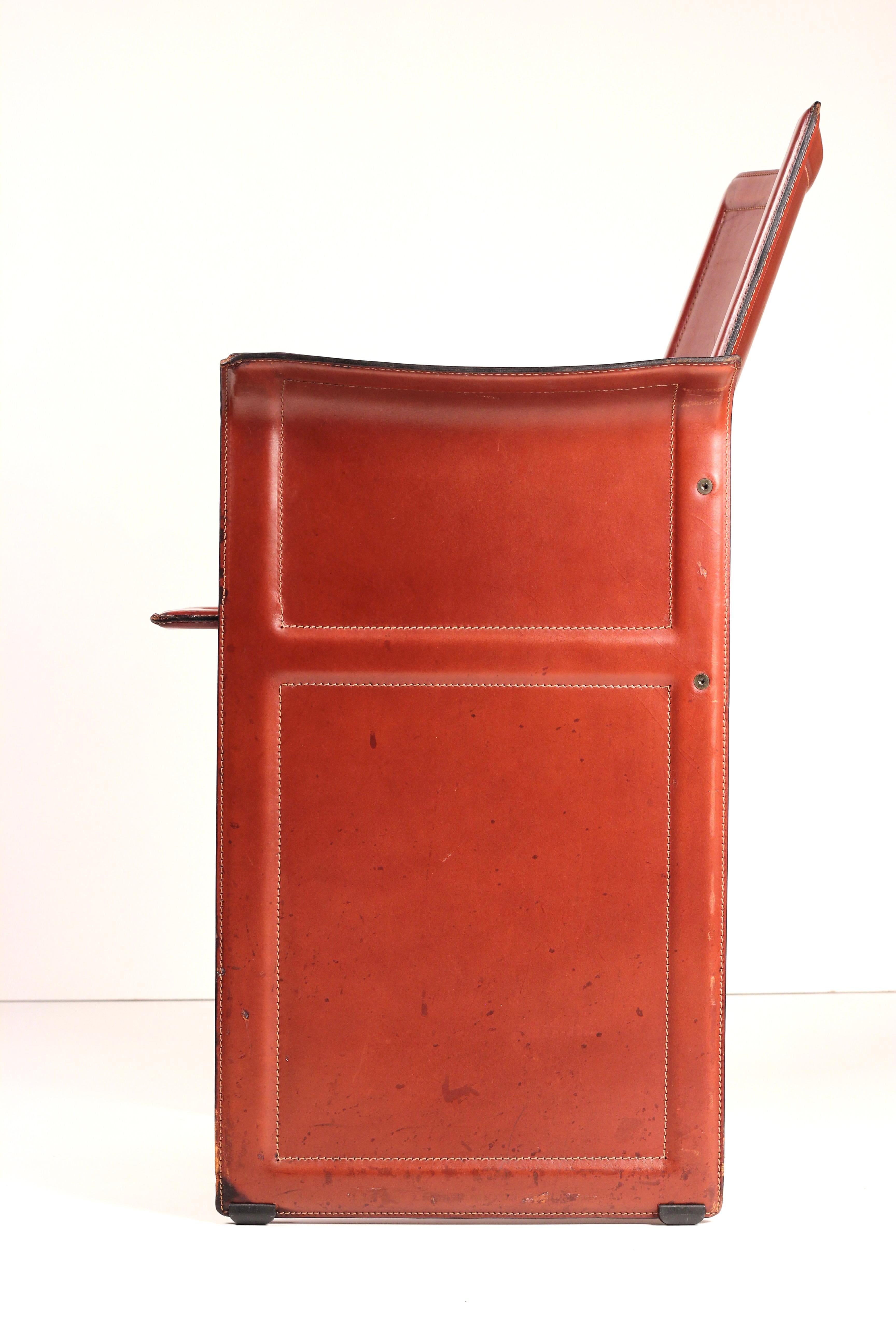 Silla de cuero Korium Tito Agnoli (años 70) de Matteo Grassi - Postmodernismo italiano en venta 2
