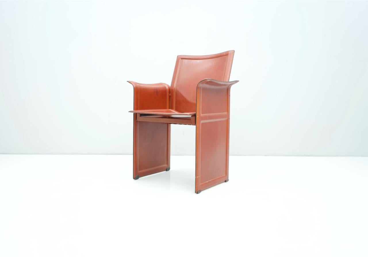 Mid-Century Modern Tito Agnoli Korium Leather Chair by Matteo Grassi, Italy, 1970s