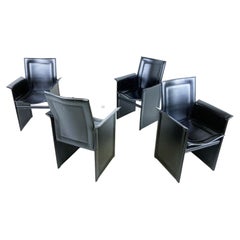 Tito Agnoli Leather Chairs for Matteo Grassi, 1970s, Set of 4