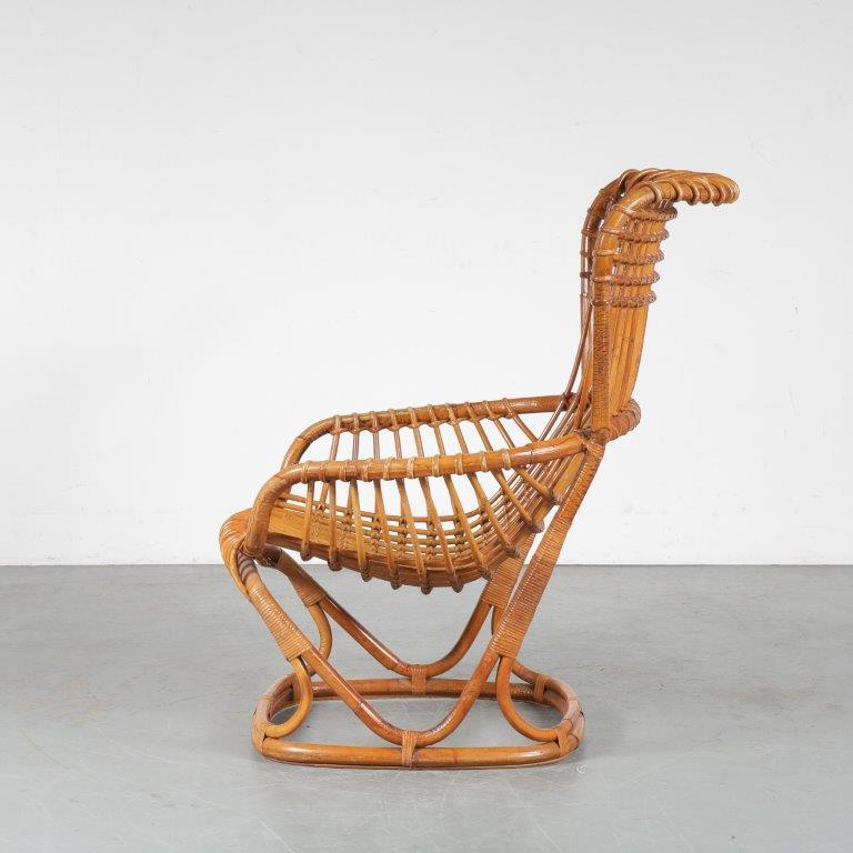 Rotin Fauteuil de salon Tito Agnoli pour Bonacina, Italie, 1960 en vente