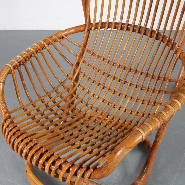 Rattan Tito Agnoli Lounge Chair for Bonacina, Italy, 1960 For Sale