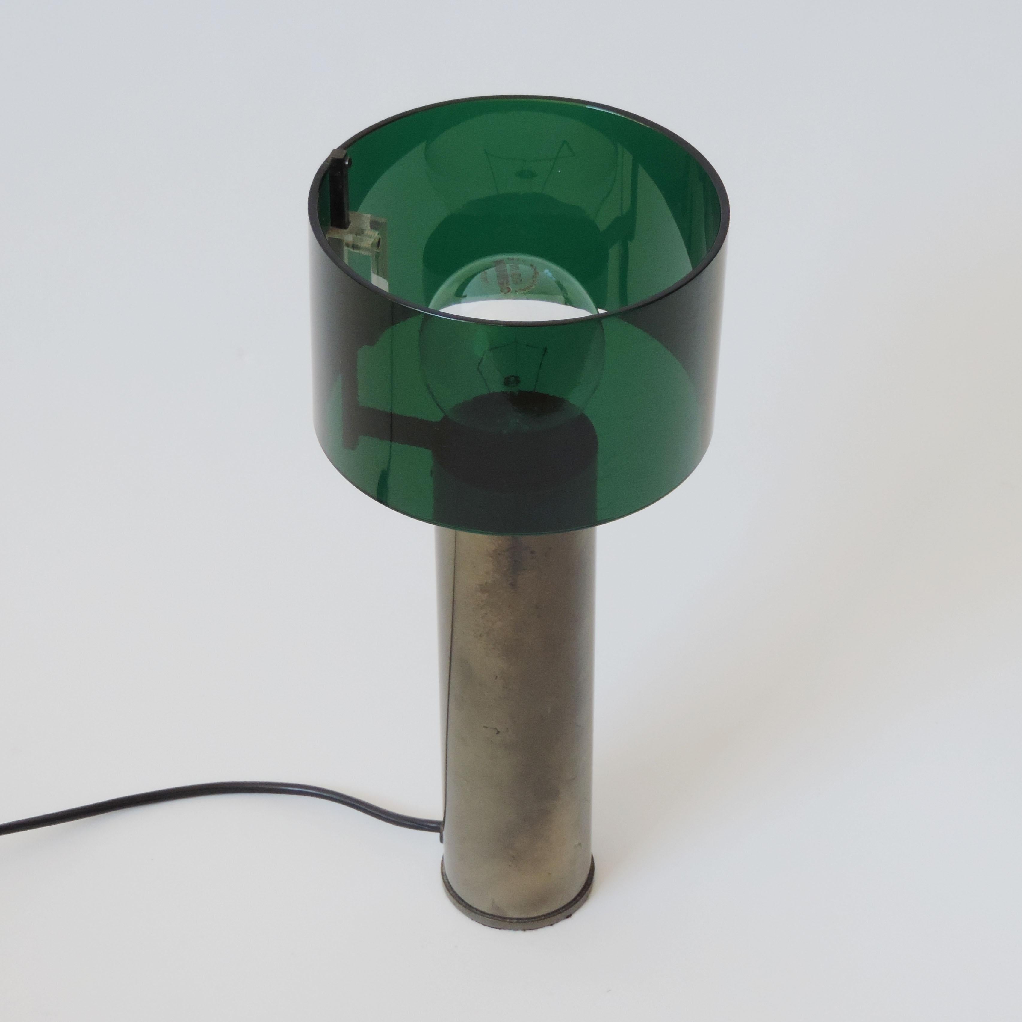 Rare Tito Agnoli Model No. 269 table lamp in nickel and green Perspex for Oluce, Italy, 1963
All original parts.