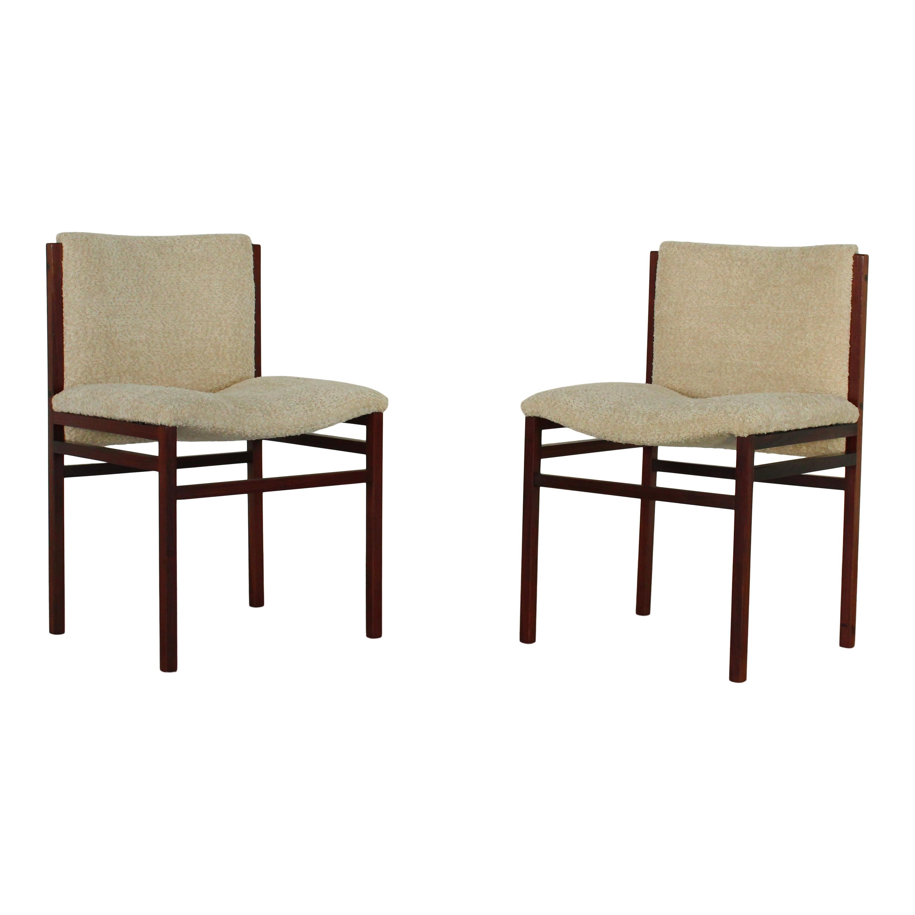 Chaises de salle à manger en bouclé blanc cassé pour Cinova, Italie, années 1960, ensemble de 6 pièces en vente 3