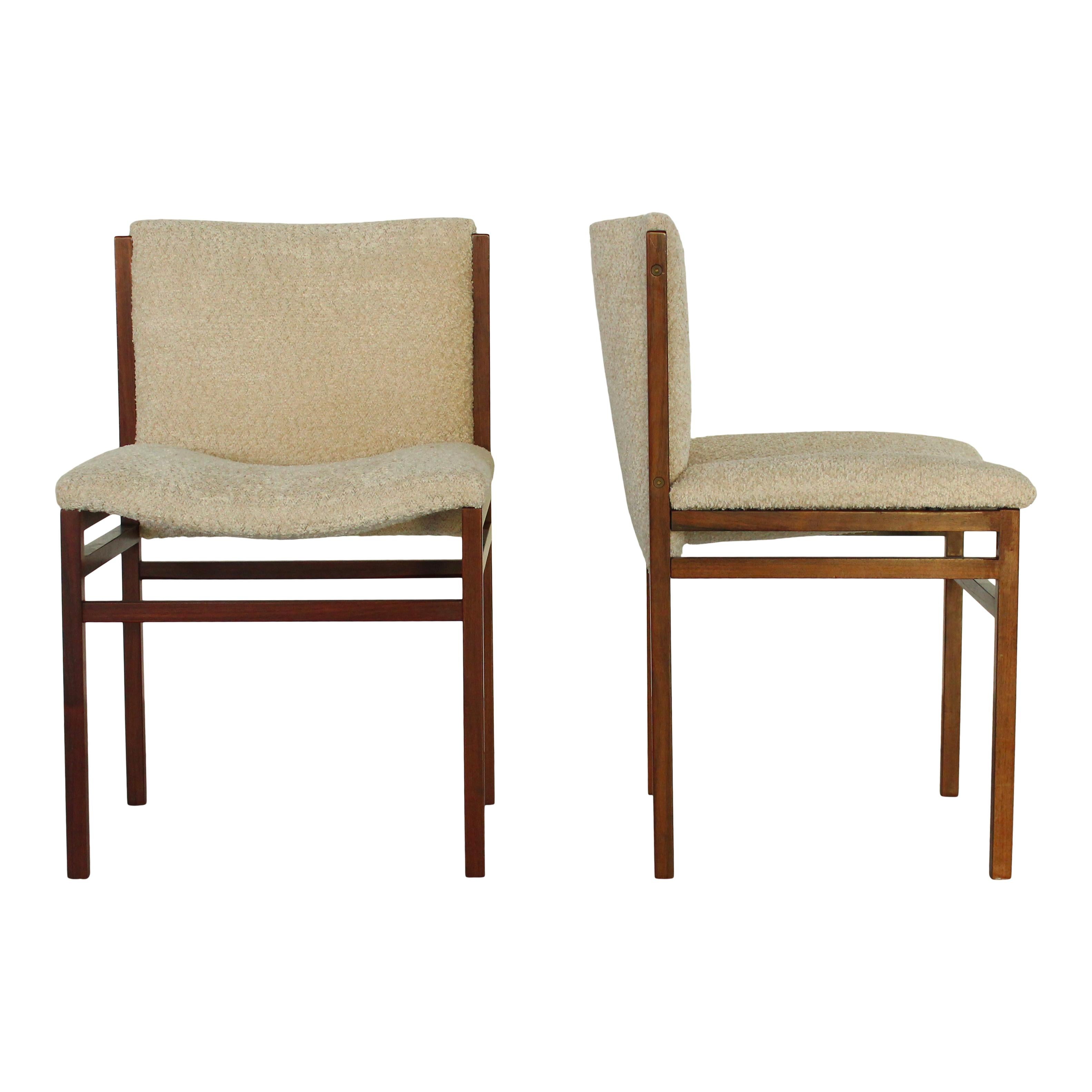 Chaises de salle à manger en bouclé blanc cassé pour Cinova, Italie, années 1960, ensemble de 6 pièces en vente 4