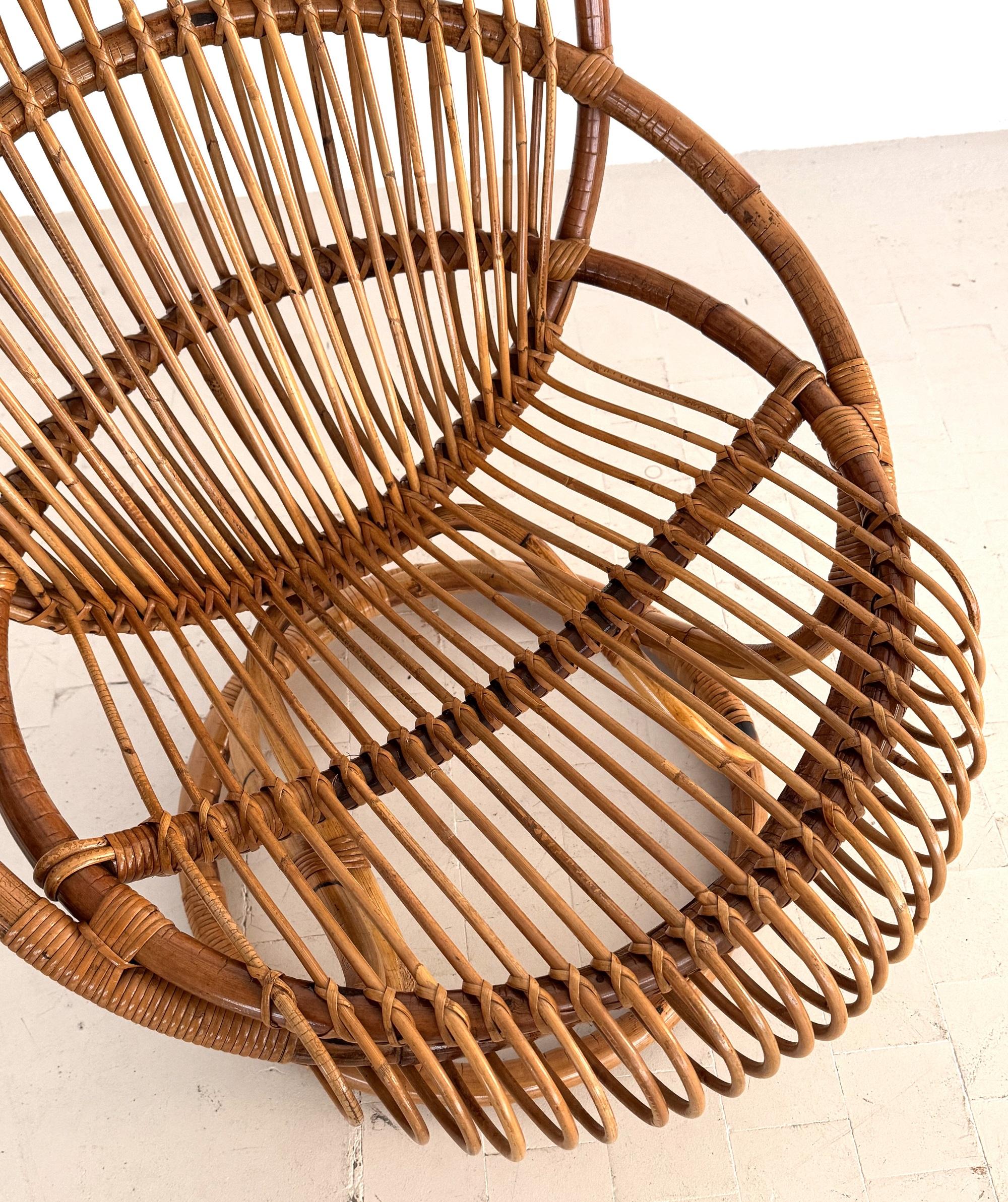 Poltrona organica in vimini di bambù di Tito Agnoli per Bonacina, 1960 ca. in vendita 4