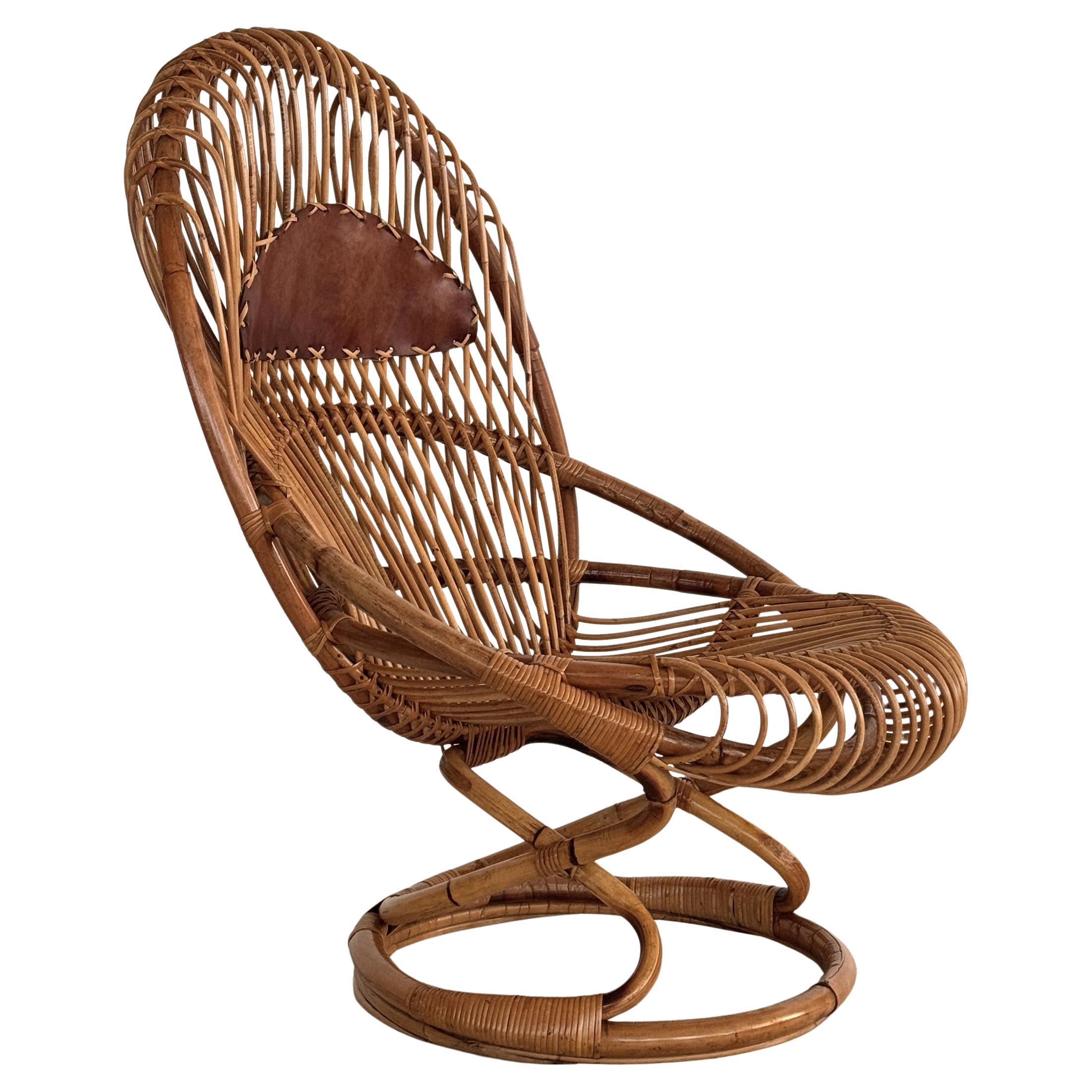 Poltrona organica in vimini di bambù di Tito Agnoli per Bonacina, 1960 ca. in vendita
