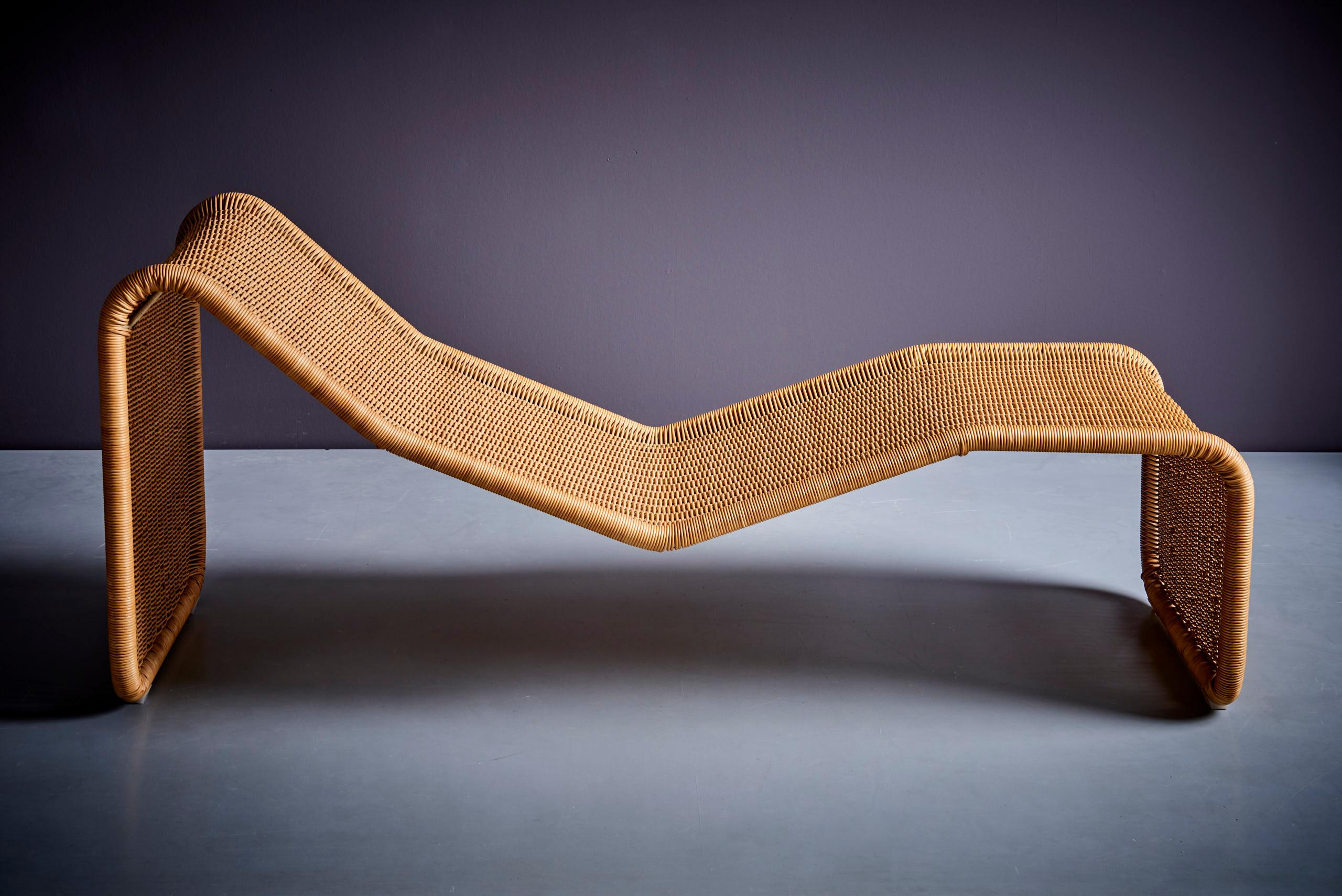 Mid-Century Modern Tito Agnoli P3S Pierantonio Bonacina Chaise Lounge in Rattan Italy - 1960s