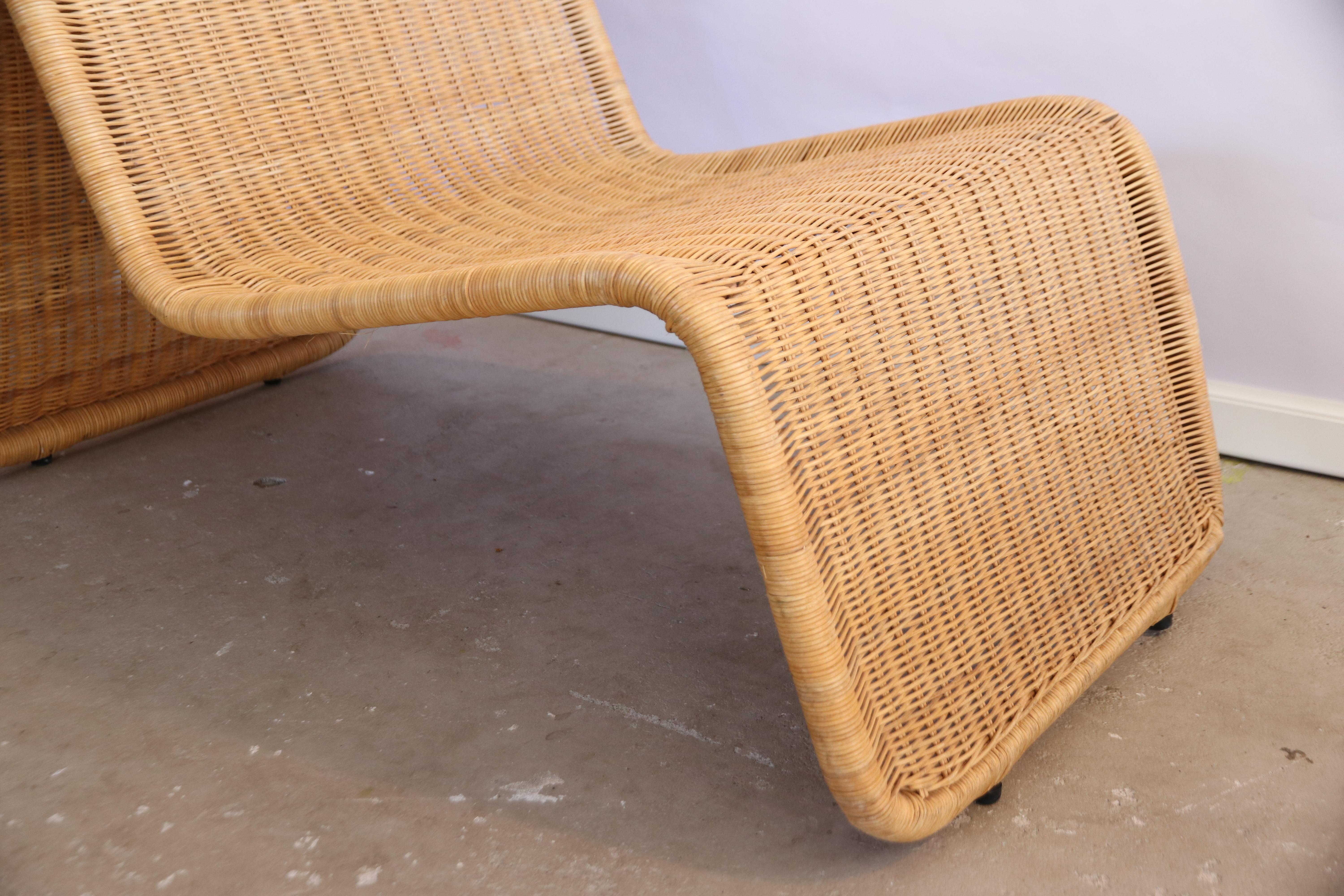 Tito Agnoli P4 Rattan Easy or Lounge Outdoor Chaise Longue Chair, 1960s 1