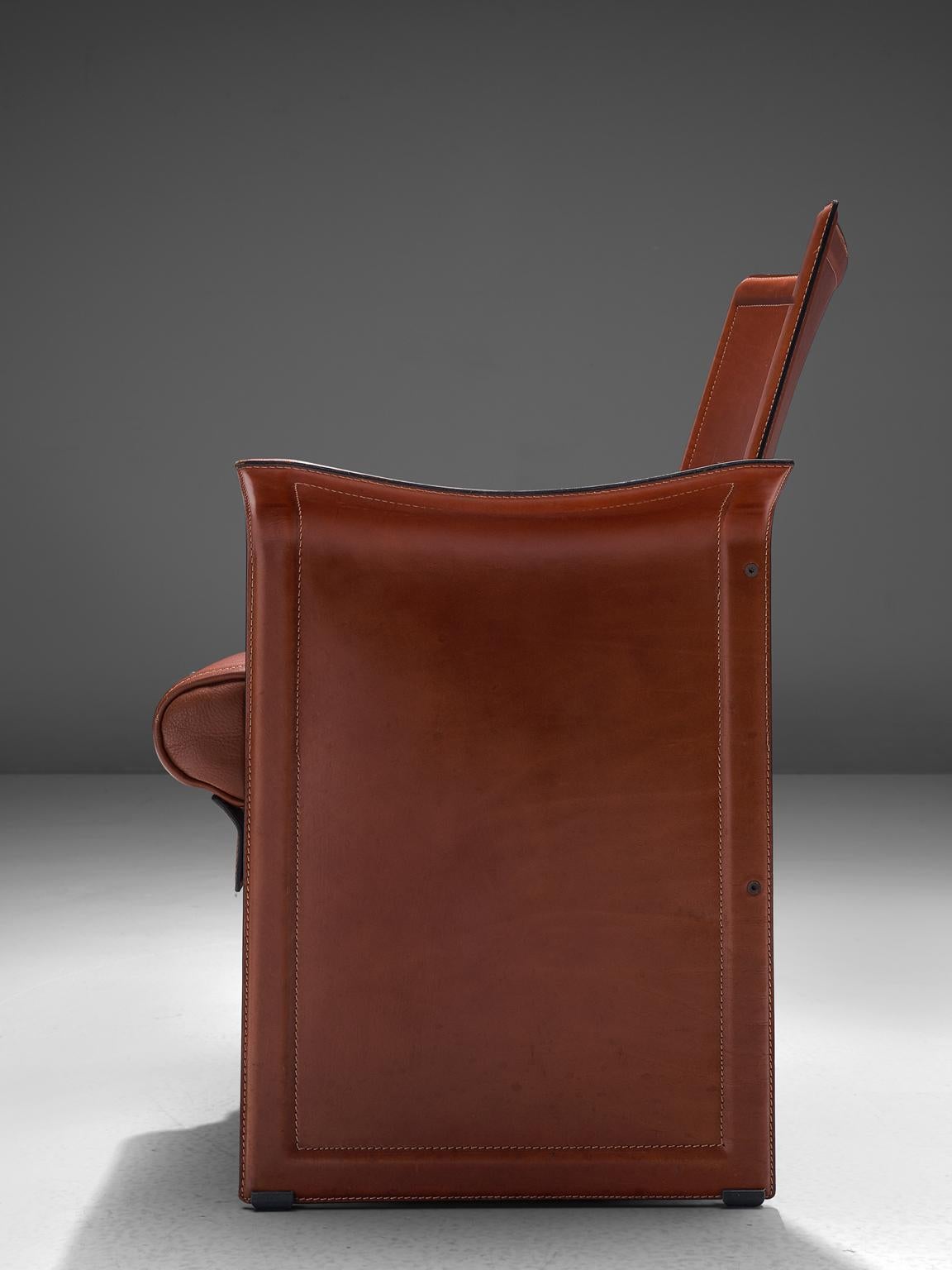 Tito Agnoli Pair of 'Korium' Chairs in Cognac Leather im Zustand „Gut“ in Waalwijk, NL