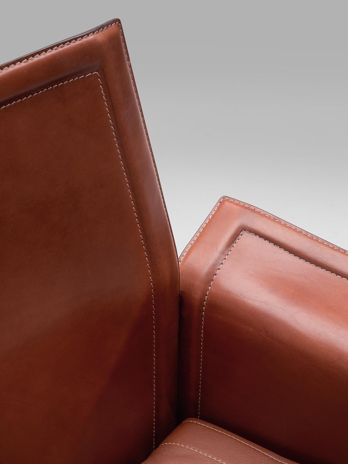 Tito Agnoli Pair of 'Korium' Chairs in Cognac Leather (Ende des 20. Jahrhunderts)