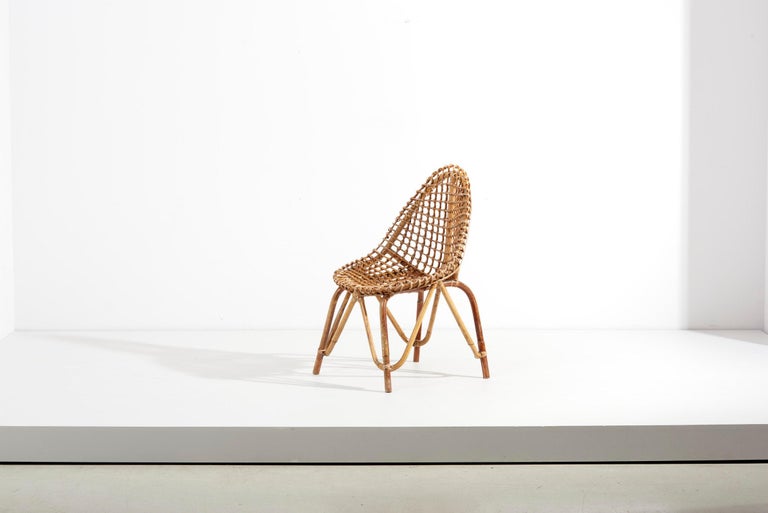 Tito Agnoli Pair of Rattan Chairs for Bonacina, Italy, 1950s For Sale 1