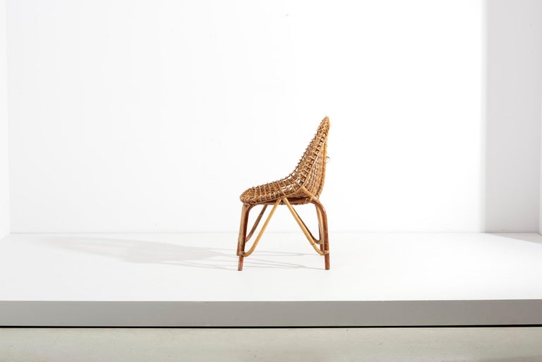 Tito Agnoli Pair of Rattan Chairs for Bonacina, Italy, 1950s For Sale 2