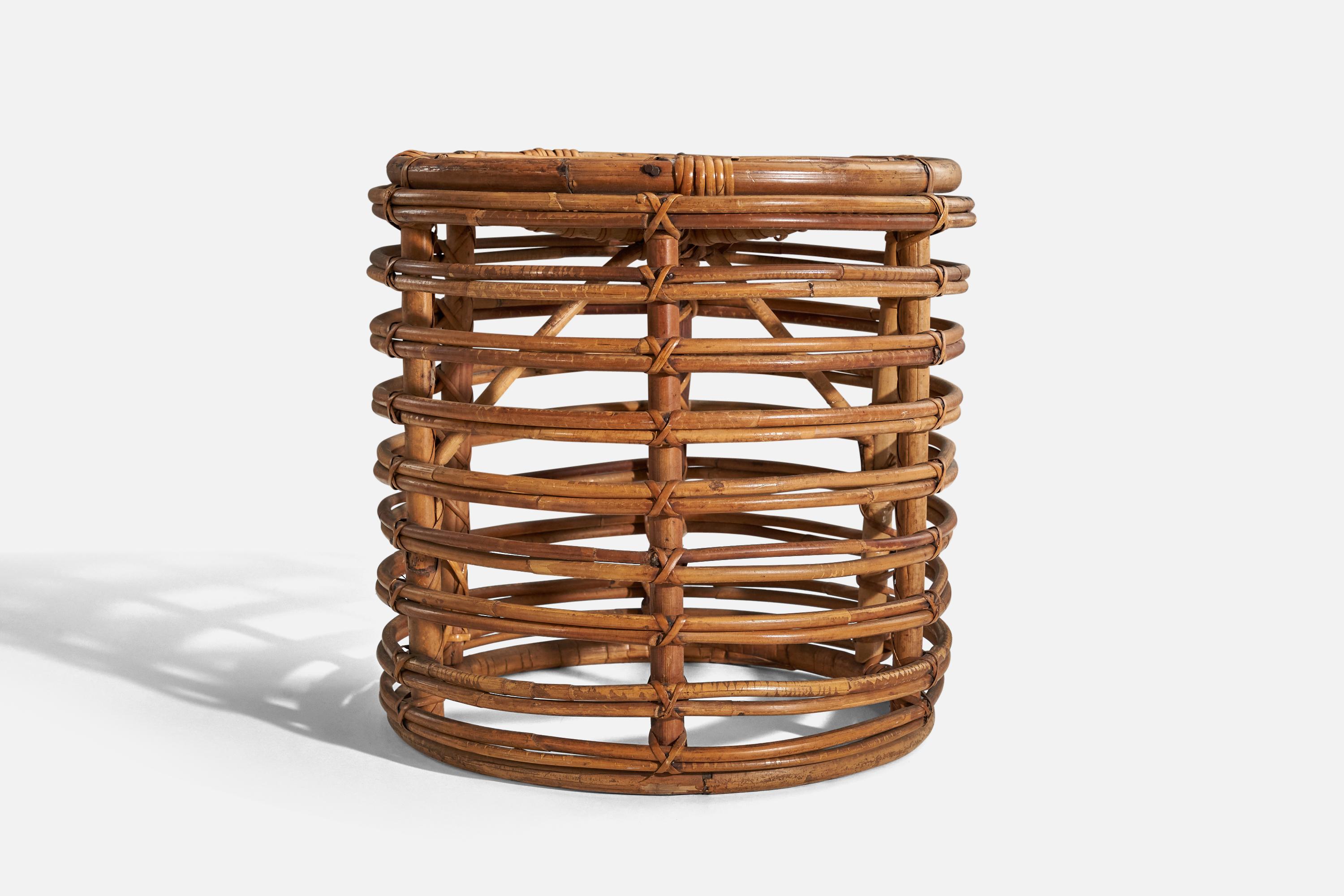 Italian Tito Agnoli, Pair of Stools, Rattan, Bamboo, Italy, 1960s