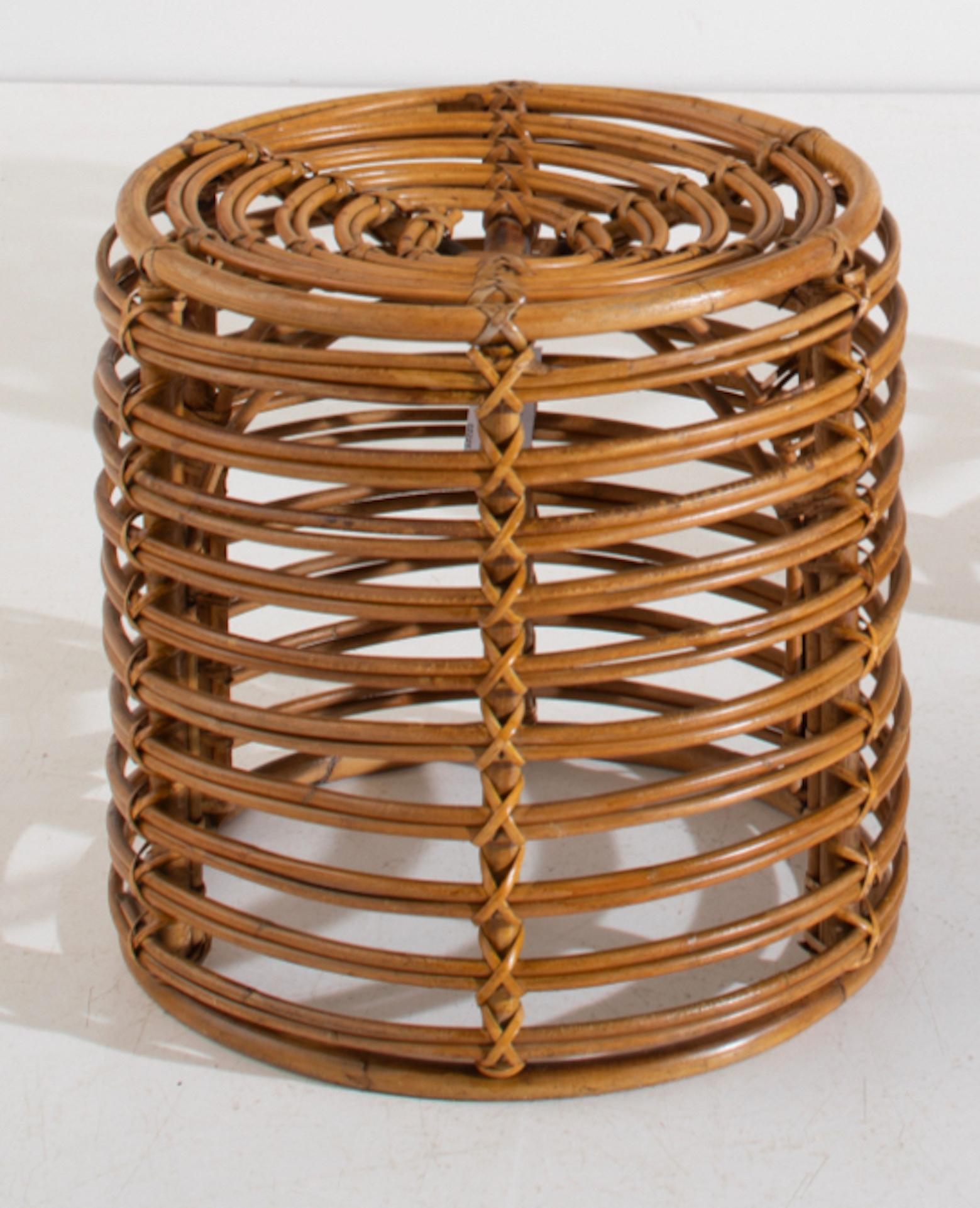 Italian Tito Agnoli, Pair of Stools, Rattan, Bamboo, Italy, 1960s