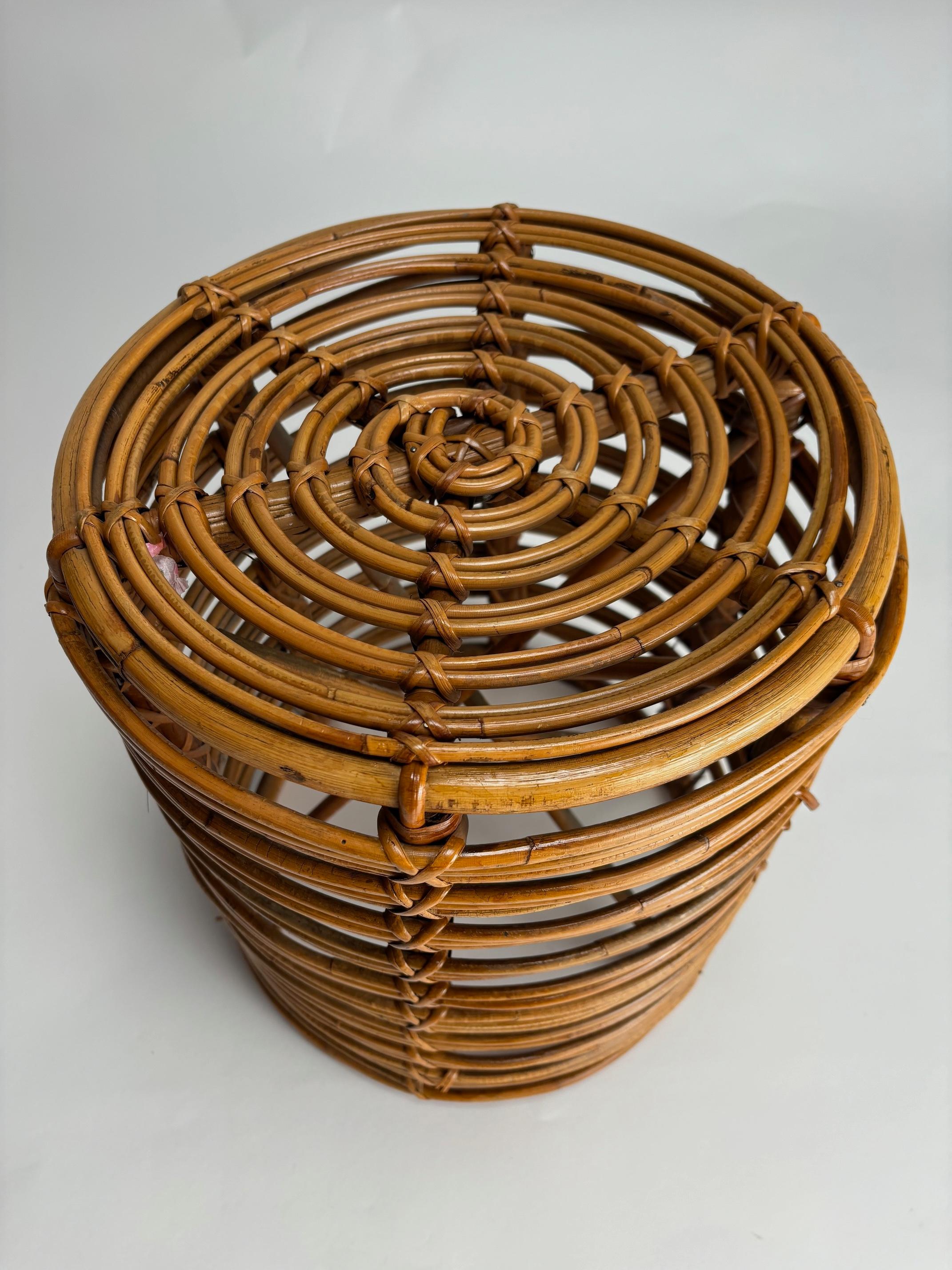 Tito Agnoli, Coppia di sgabelli, Rattan, Bambù, Italia, anni '60 in vendita 3