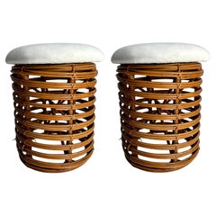 Tito Agnoli, Coppia di sgabelli, Rattan, Bambù, Italia, anni '60
