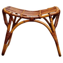 Tito Agnoli for Bonacina Stool in Rattan and Wicker, Italy 1960s